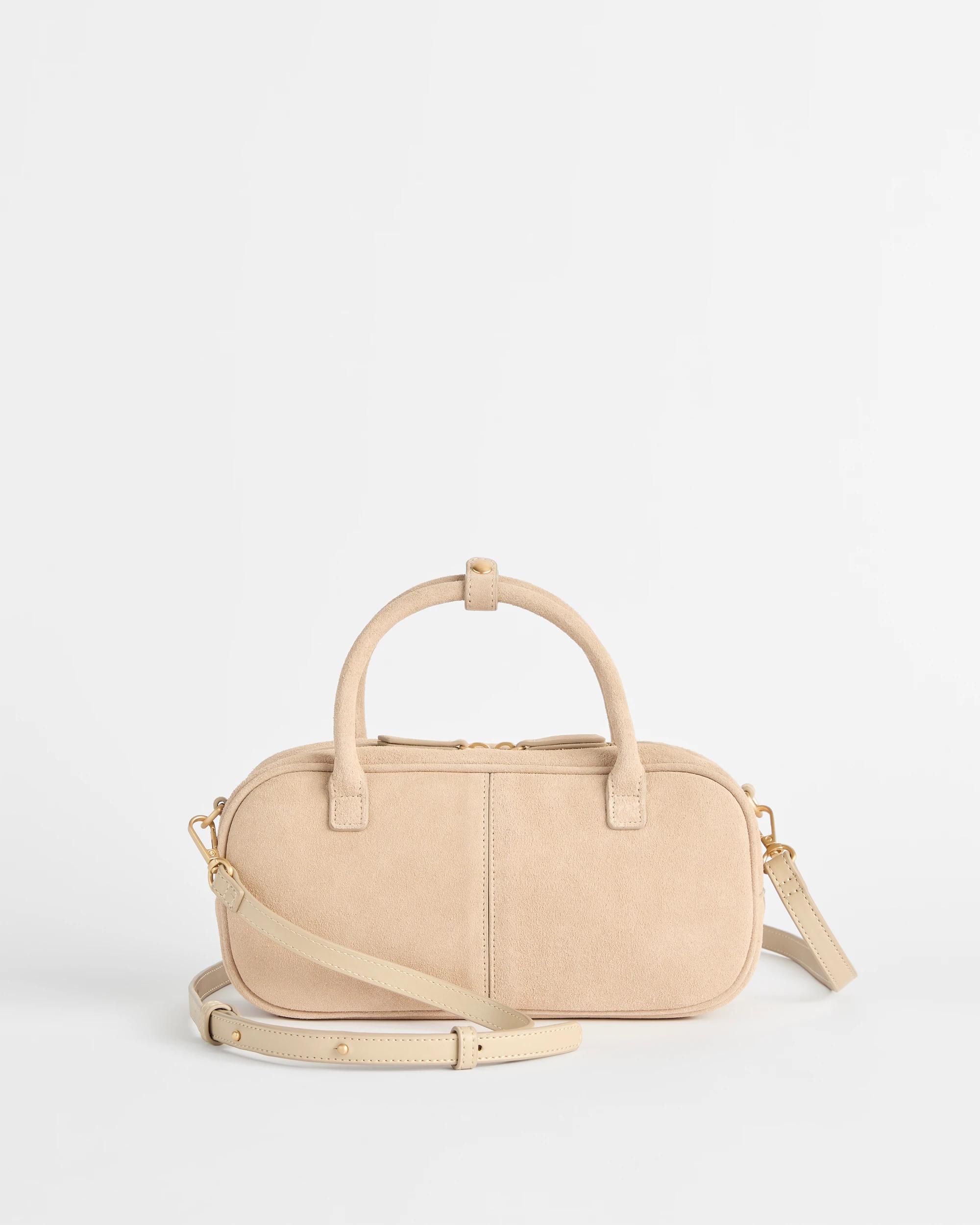 1 Target Premium Suede Leather Bowler Crossbody Bag SAND, 1 of 1