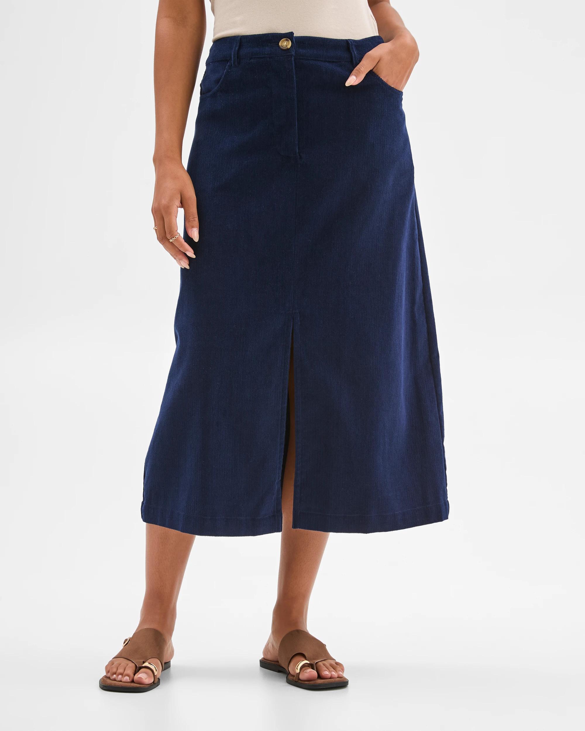 3 Target Woman Corduroy Maxi Skirt NAVY BLAZER, 3 of 6