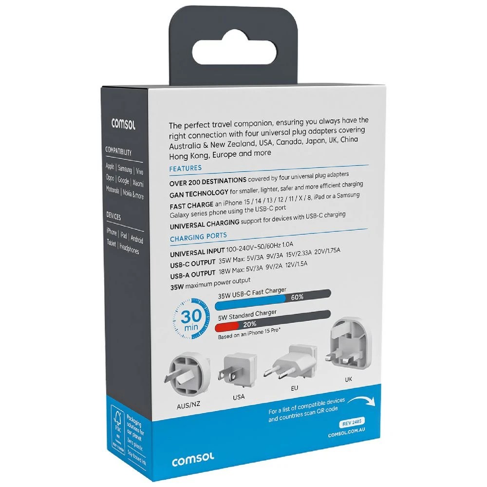 3 Comsol Travel Wall Charger 35W White, 3 of 6