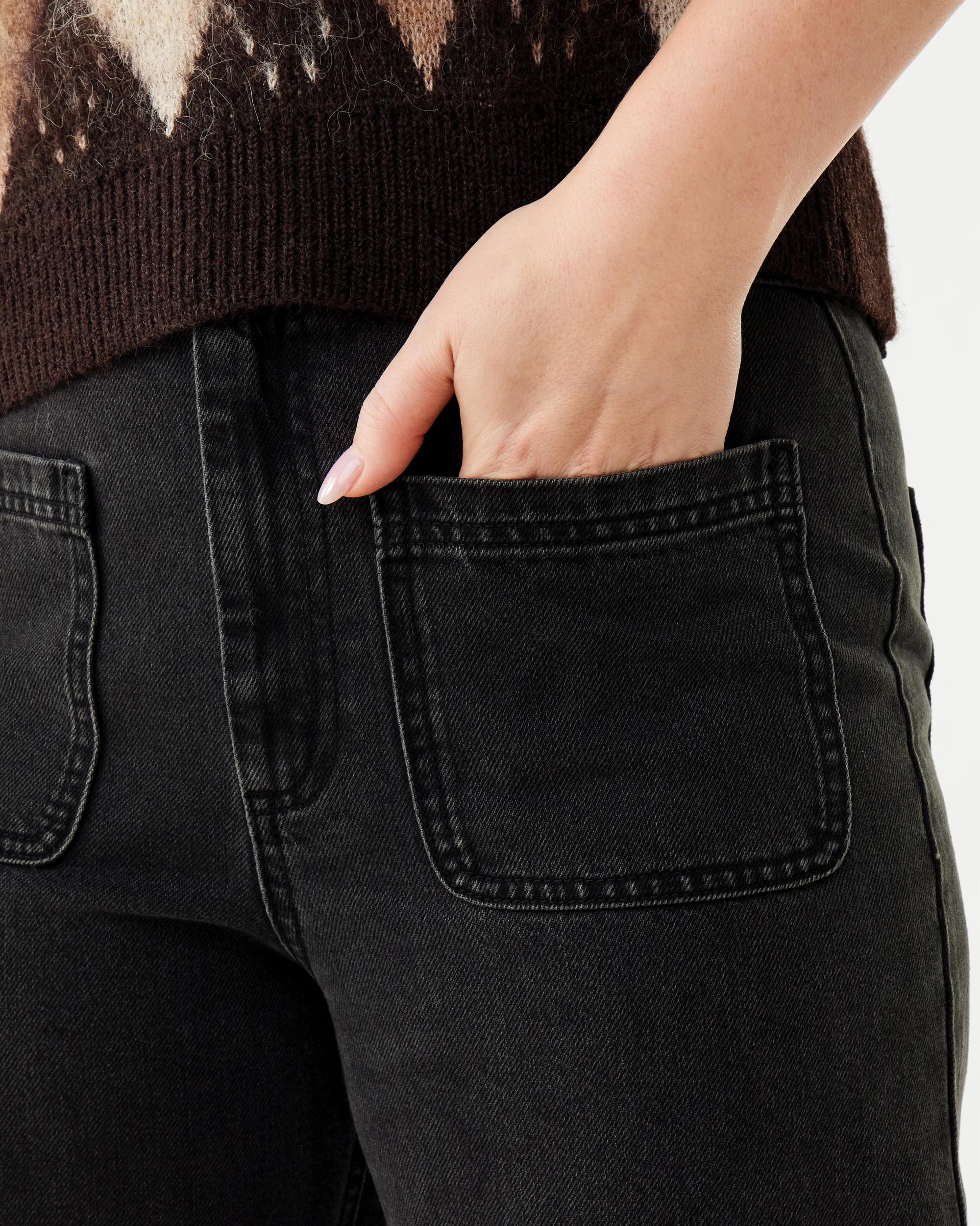6 Wide Leg Pocket Jeans Blk Wash, 6 of 9