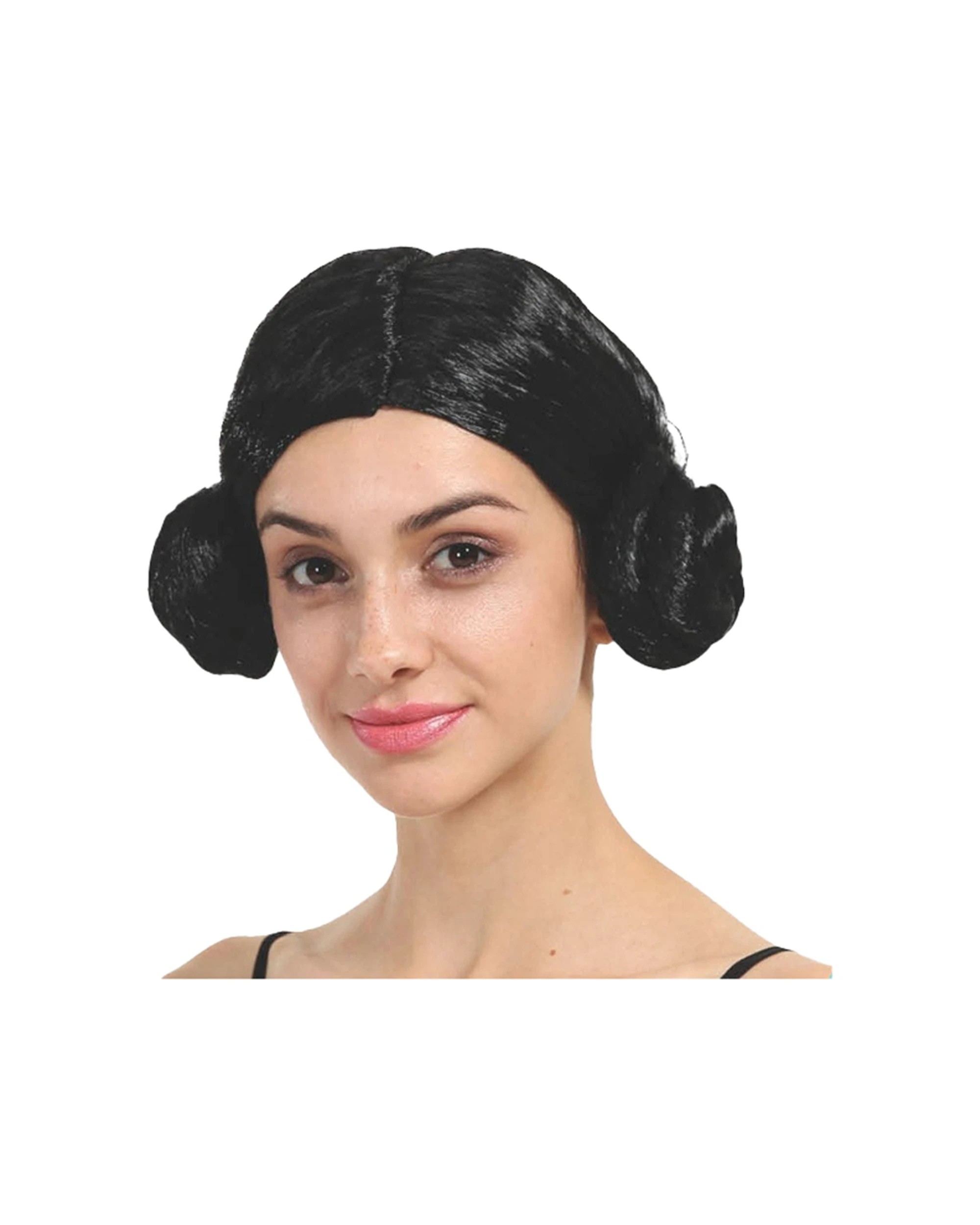 1 JD Party Spacegirl Style Synthetic Hair Buns Costume Wig - Black, 1 of 1