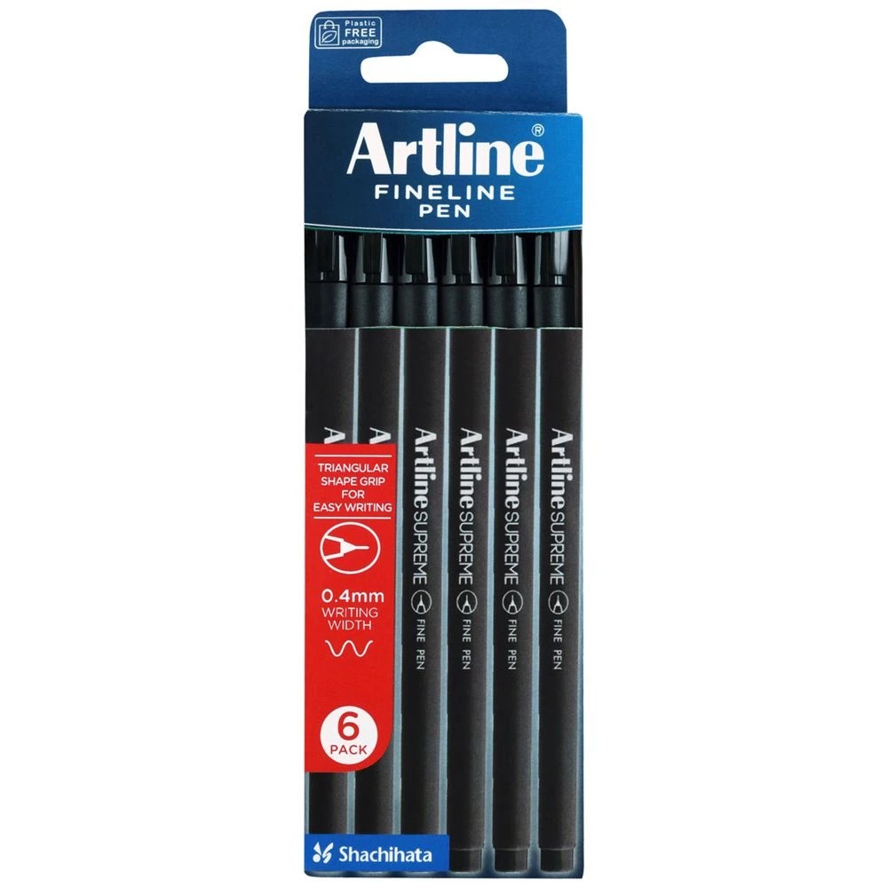 1 Artline Supreme Fineliner 0.4mm Black 6 Pack, 1 of 1