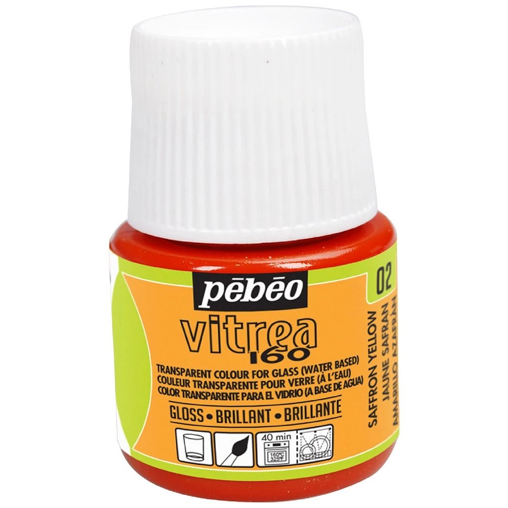 1 Pebeo Vitrea 160 Glossy Glass Paint 45mL Saffron Yellow, 1 of 1