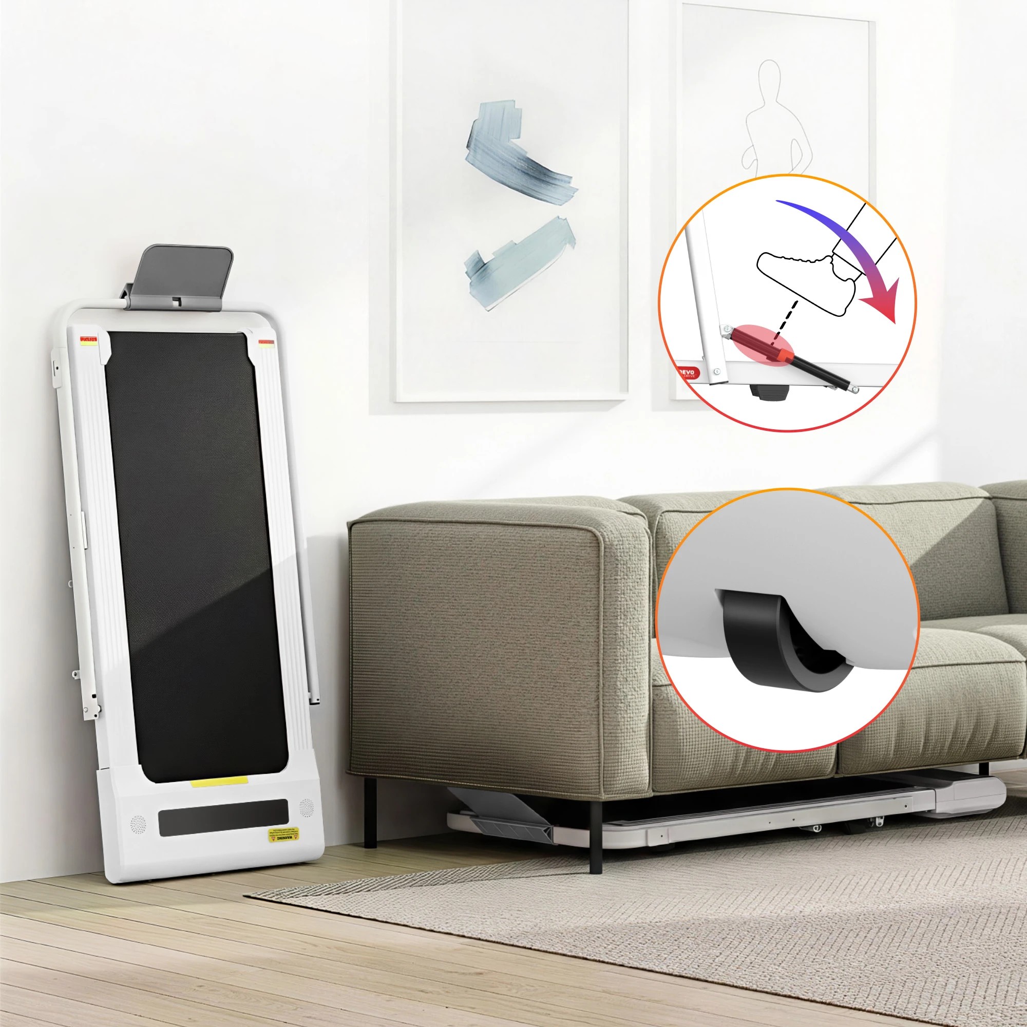 10 Everfit 2 in 1 Treadmill Electric Walking Pad Under Desk Home Gym Fitness 400mm - White, 10 of 10
