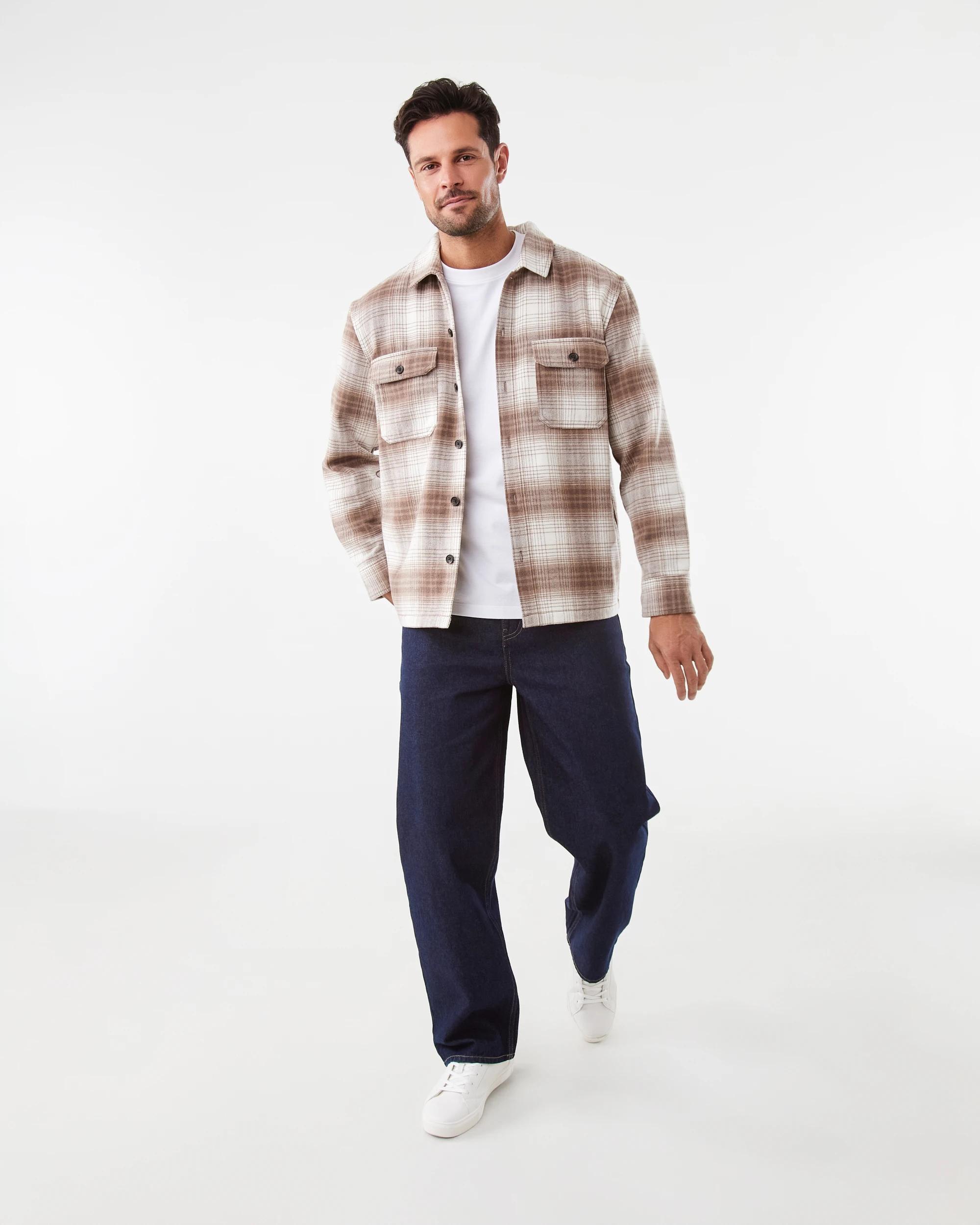 2 Long Sleeve Check Overshirt Brn Check, 2 of 9