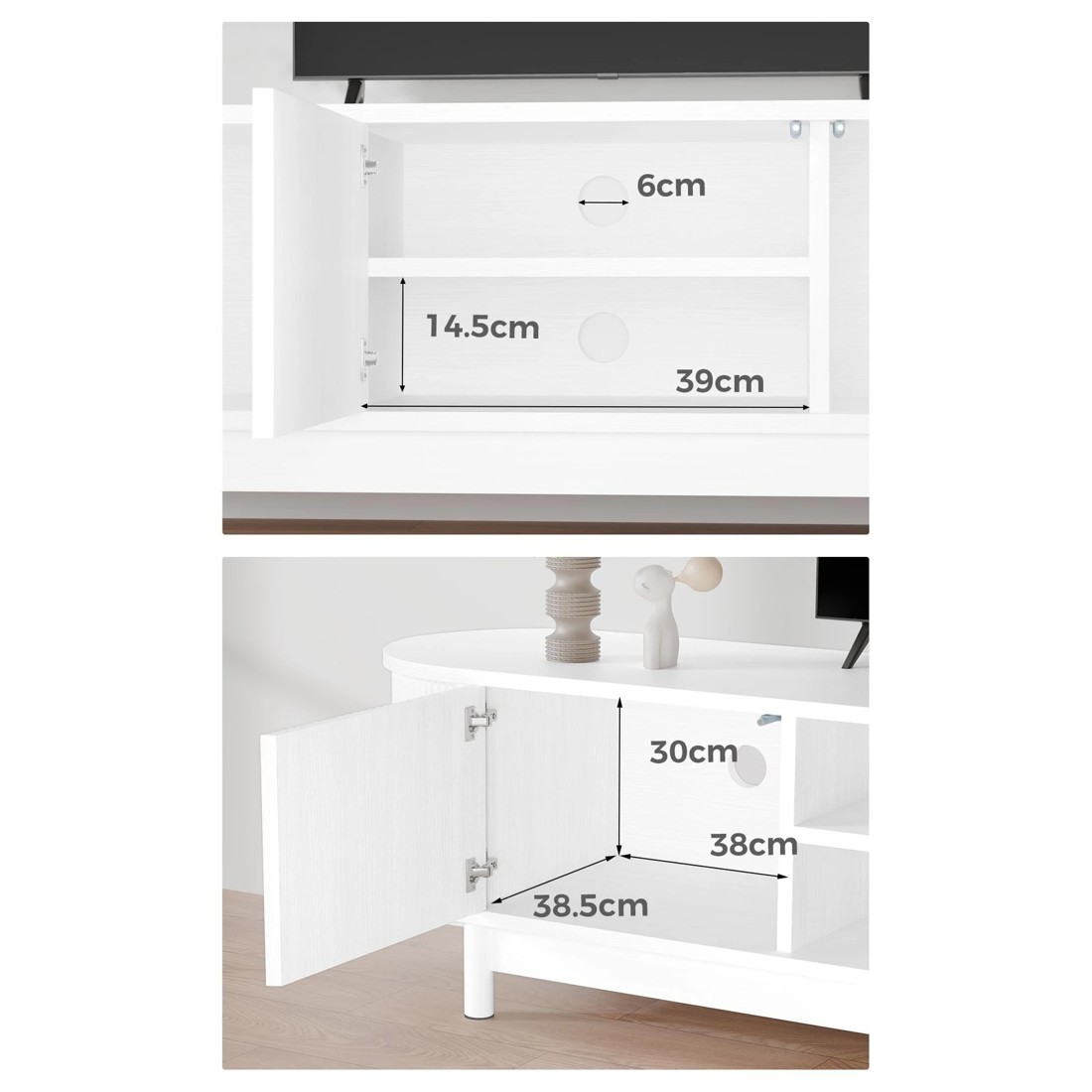 8 Alfordson TV Cabinet Entertainment Unit Stand 160cm Storage Shelf - White, 8 of 10