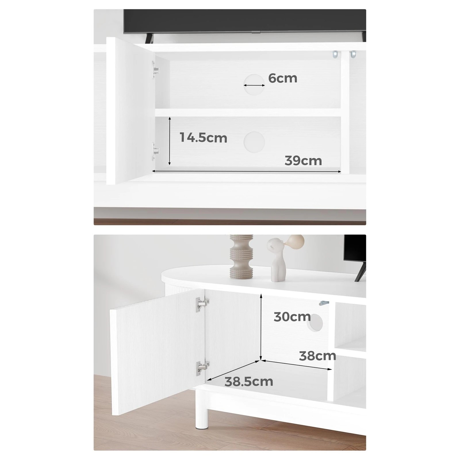8 Alfordson TV Cabinet Entertainment Unit Stand 160cm Storage Shelf - White, 8 of 10