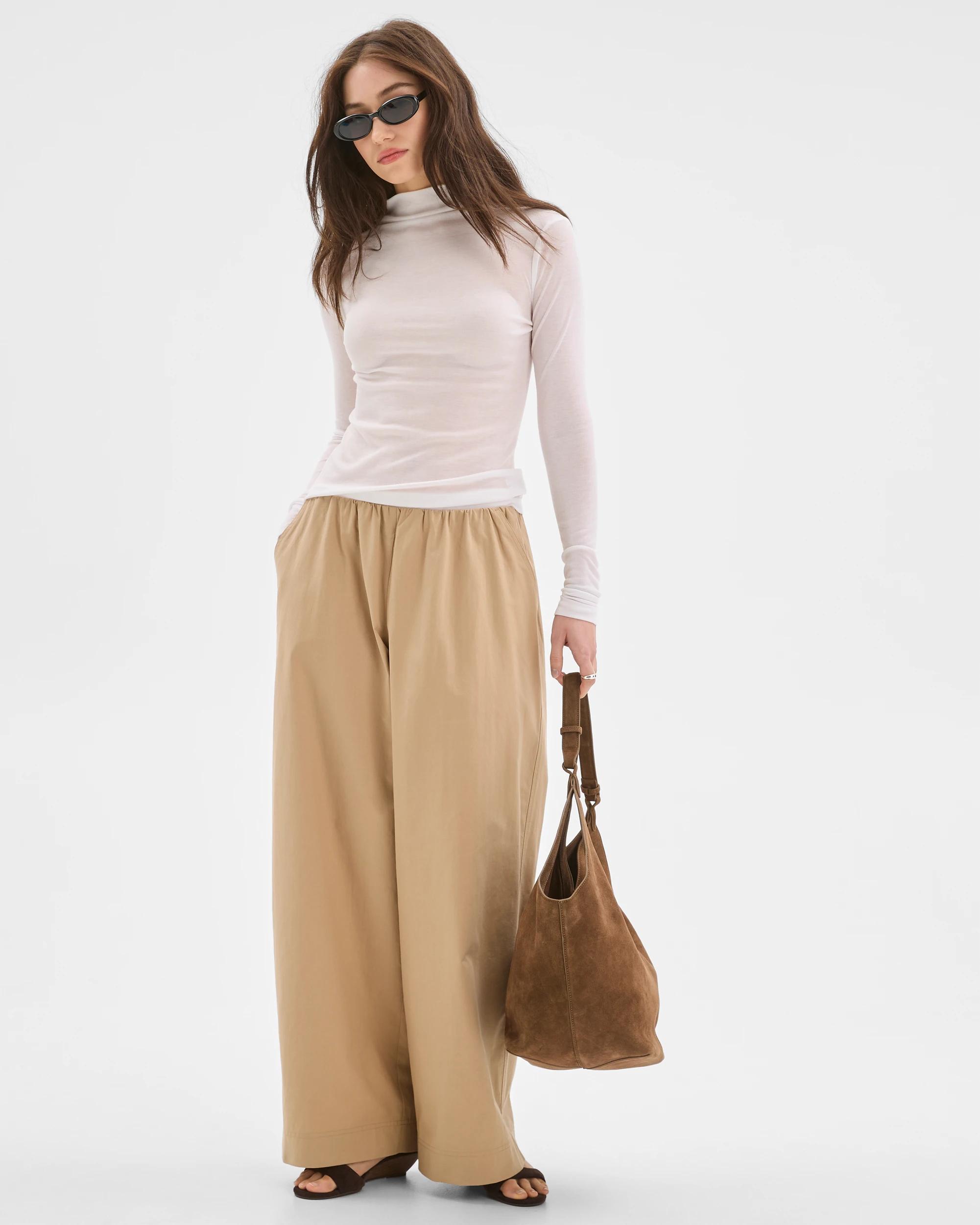 1 Lily Loves Australian Cotton Blend Wide Leg Barrel Pants DARK STONE, 1 of 7
