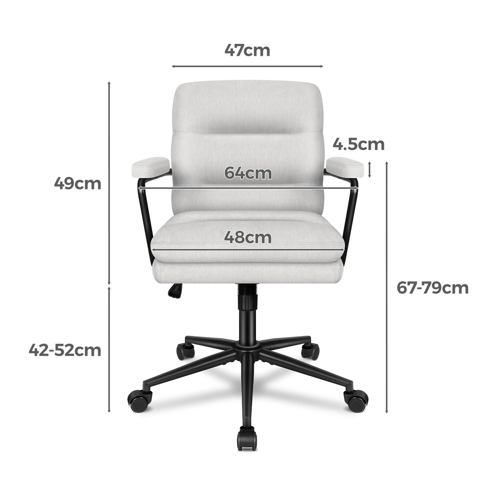9 Alfordson Office Chair Ergonomic Executive Computer Work Seat Chenille - Grey, 9 of 10