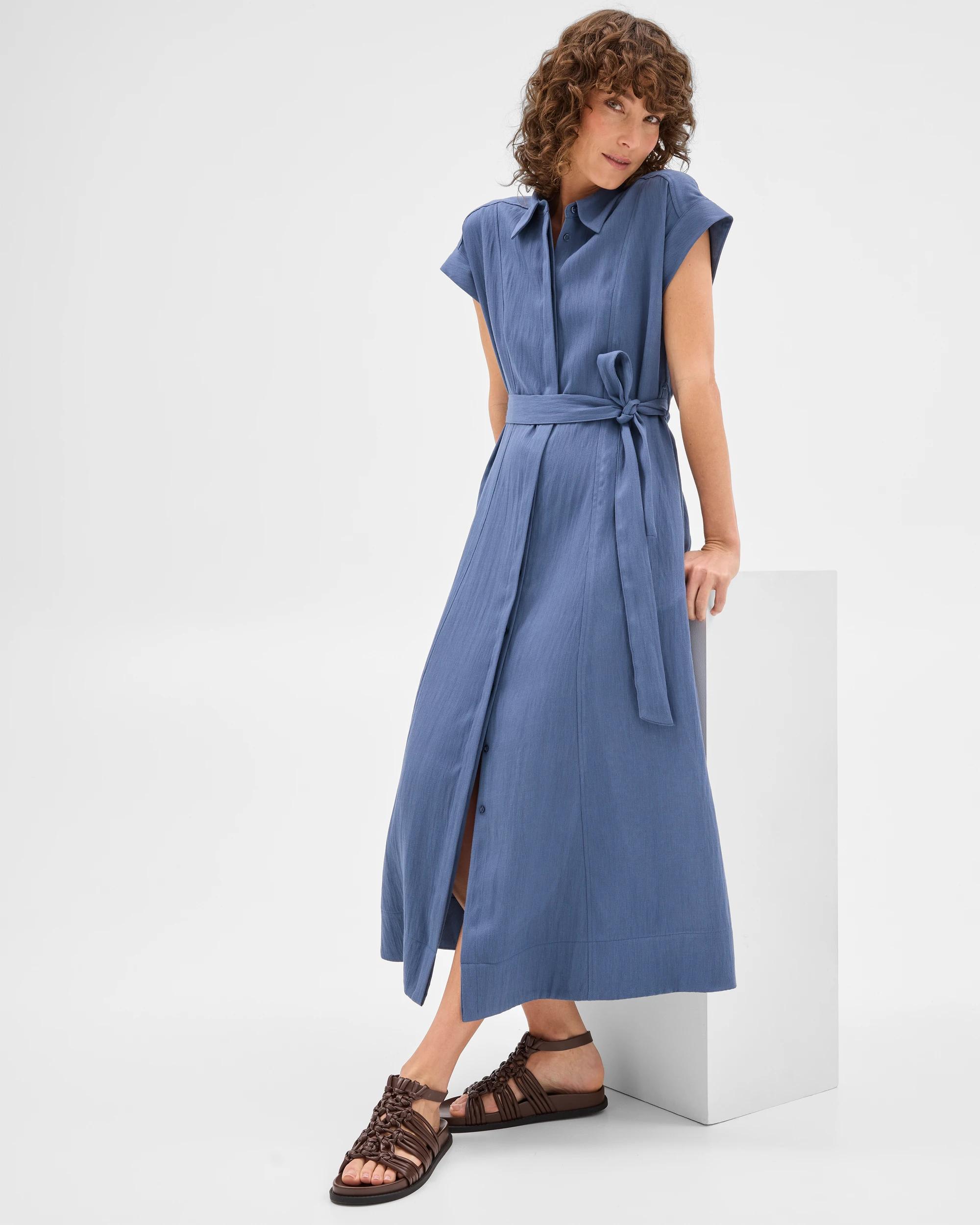4 Summer Twill Midi Shirt Dress - Preview MOODY INDIGO, 4 of 7