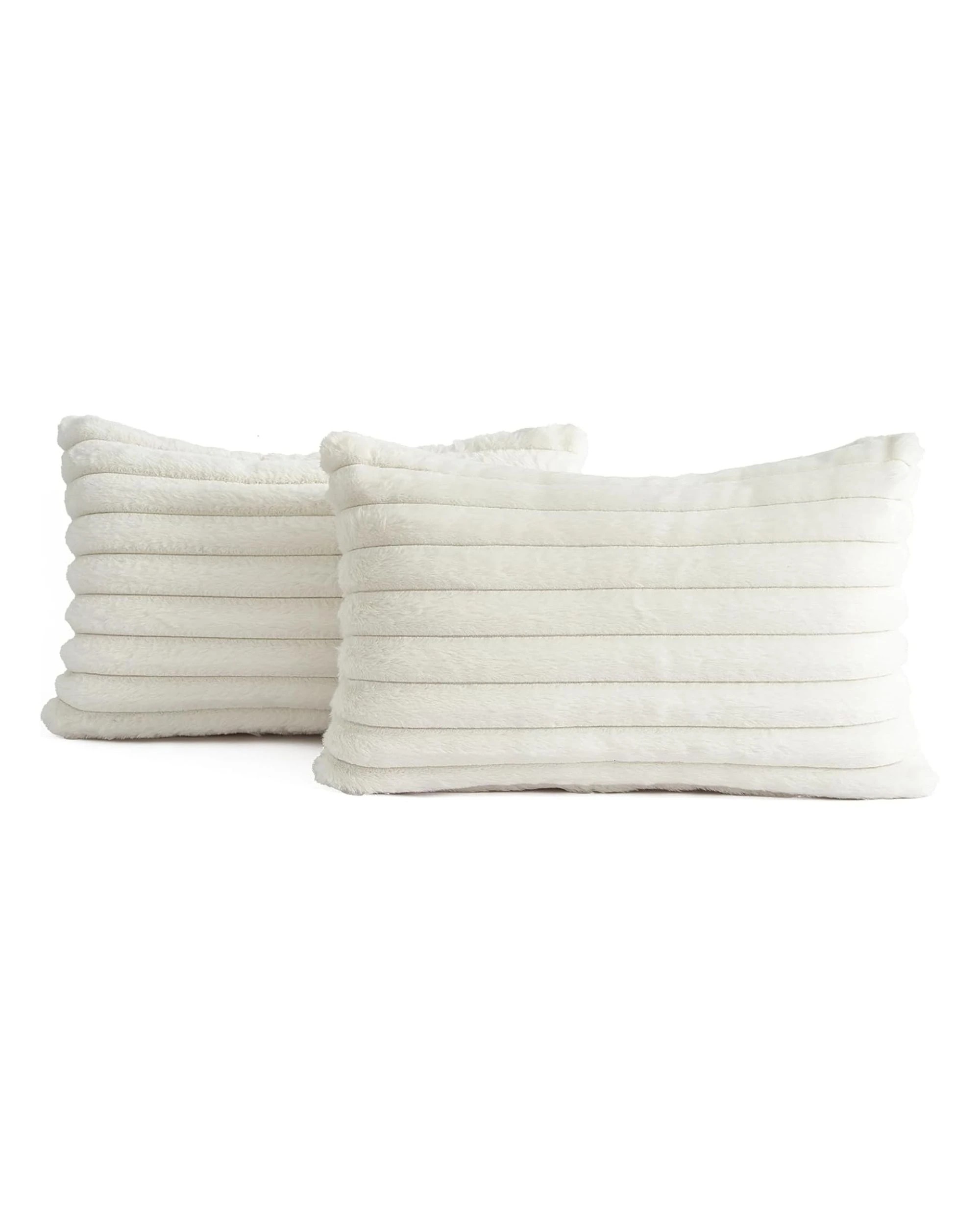 2 Gioia Casa 2-Pack Faux Fur Cushion Covers Soft 30x50cm - Snow, 2 of 3