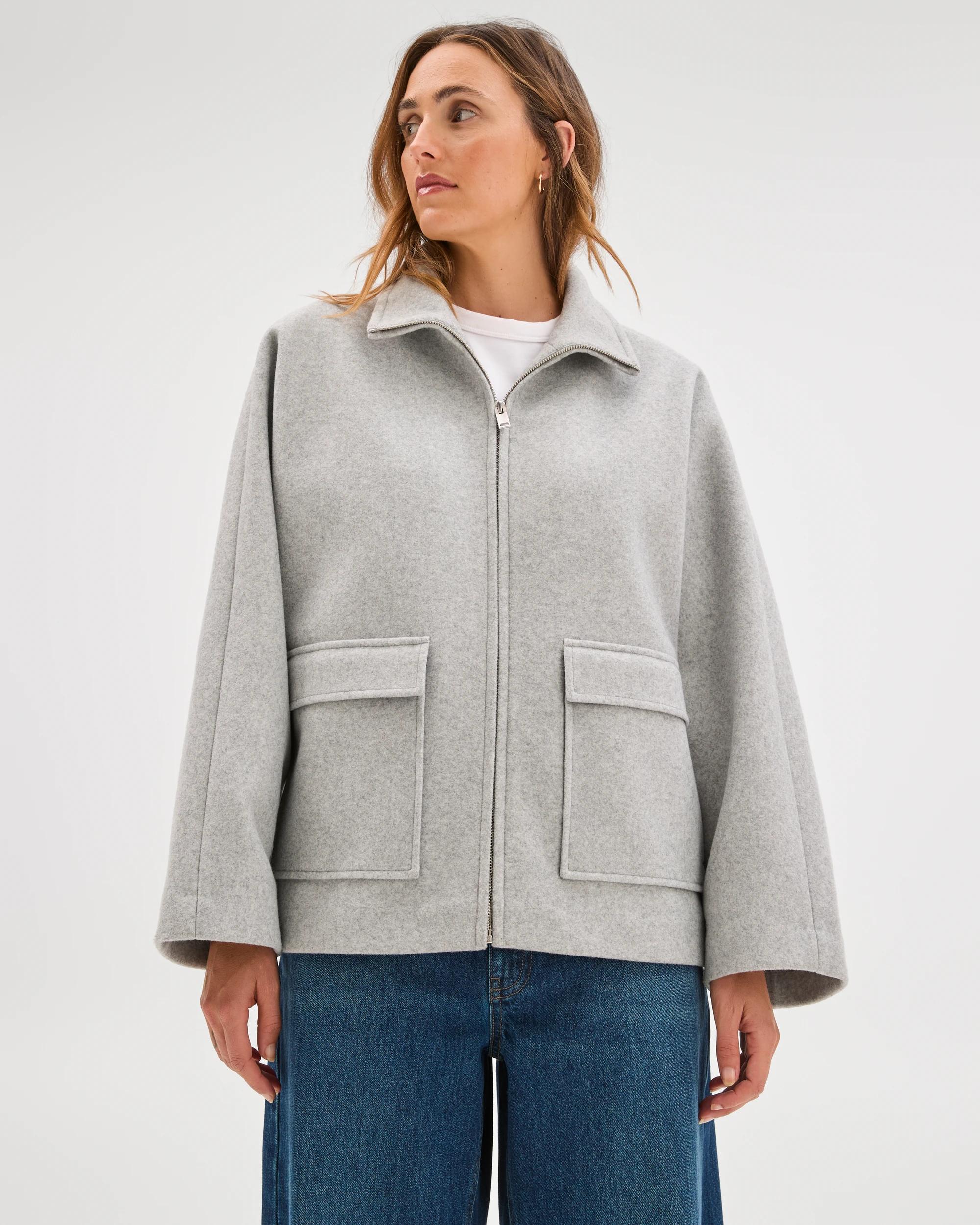 7 Target Woman Brushed Collar Zip Through Jacket GREY MARLE, 7 of 7
