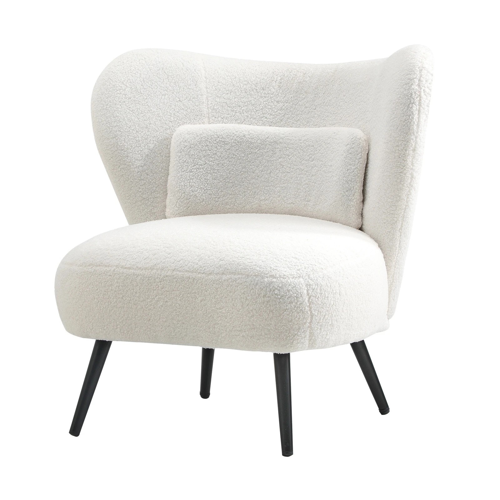 9 Oikiture 2x Armchair Lounge Chair with Lumbar Pillow Wingback Boucle - White, 9 of 10