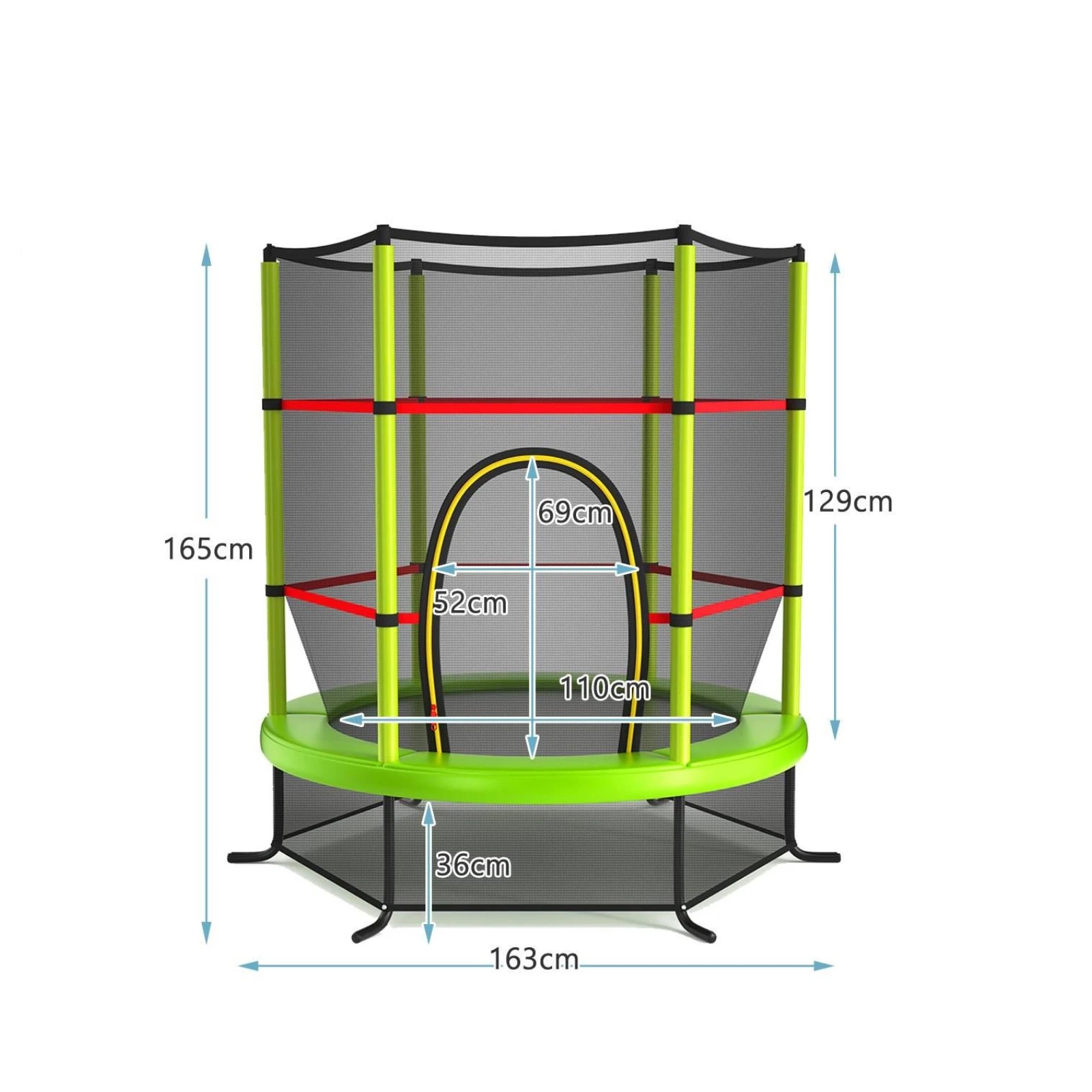 2 Costway Kids Trampoline Bouncer Jumping Trampolines w/Enclosure Net Gift Green, 2 of 2