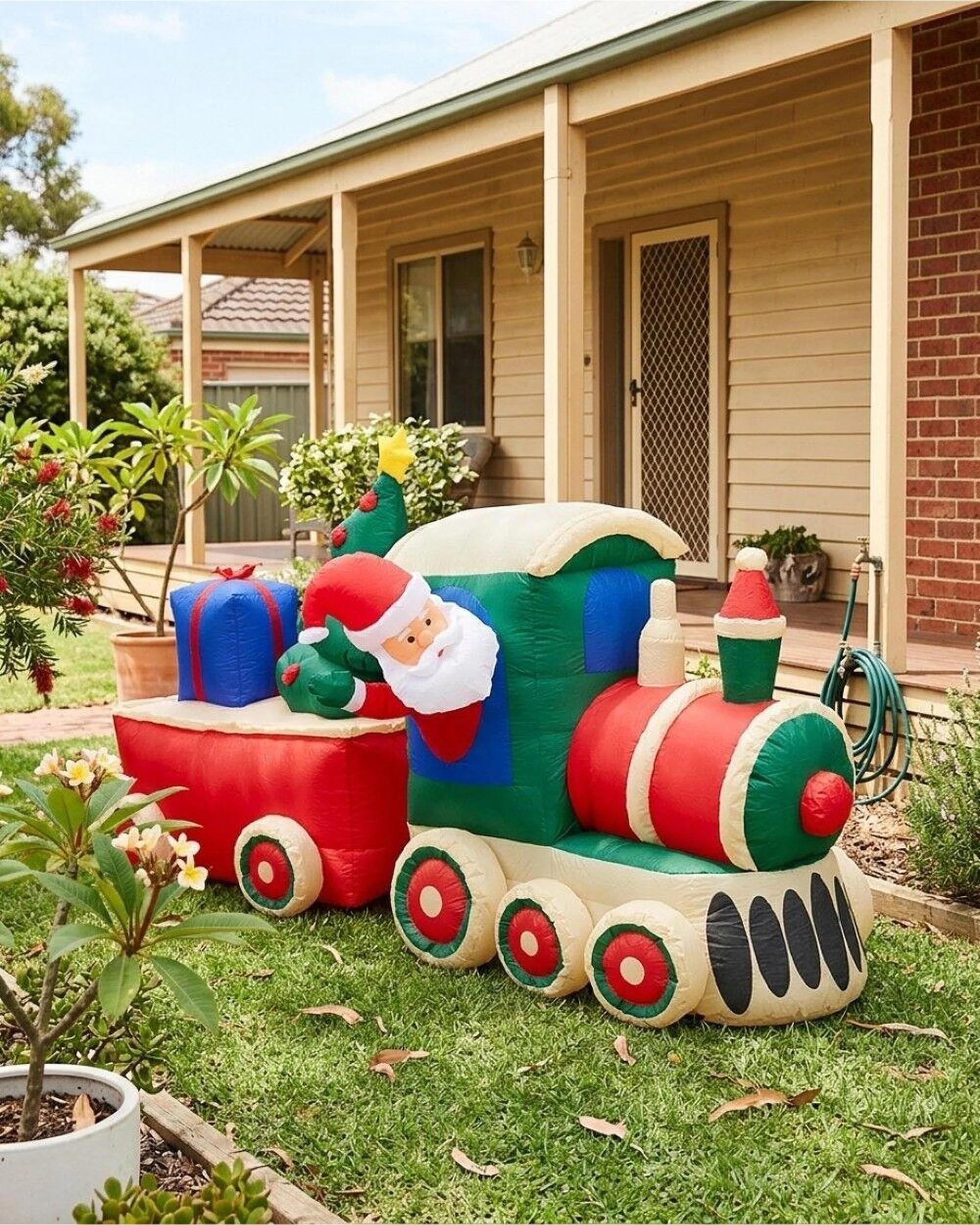 Christmas Warehouse 2.4m Santa Express Train Inflatable Display - LED ...