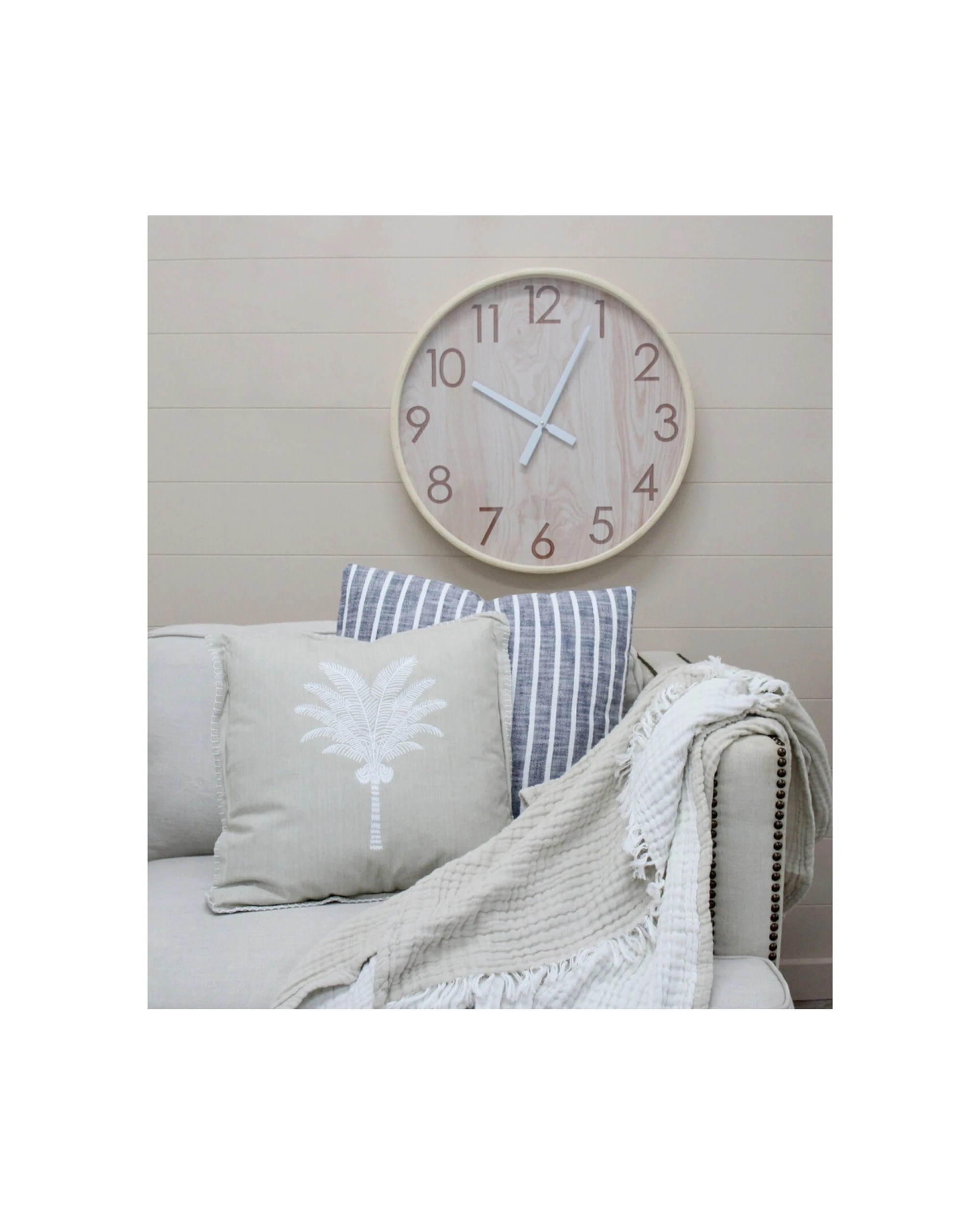 2 LVD Balsaglass Hanging Wall Clock Analogue Round Decor 60cm - Natural, 2 of 2