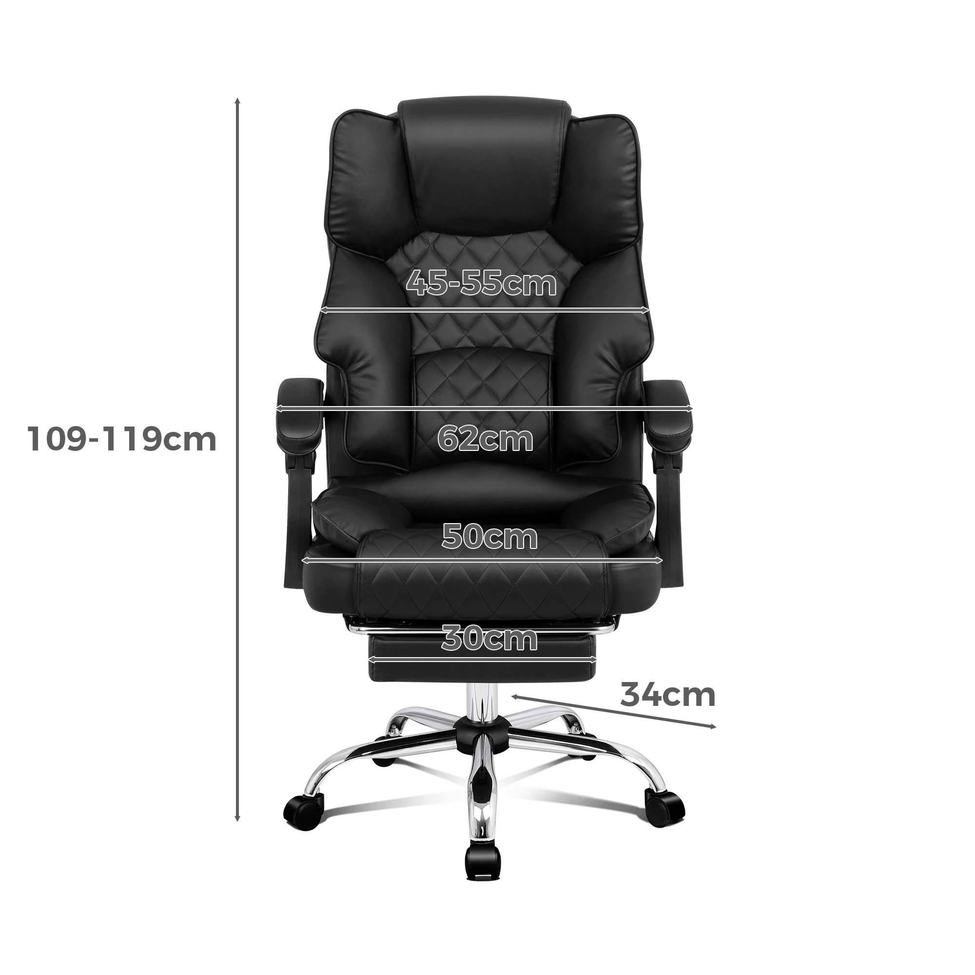 3 Alfordson Massage Office Chair Executive Recliner Gaming Computer Seat Leather - Black, 3 of 10