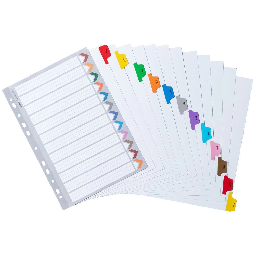 3 J.Burrows A4 Financial Year Tab Dividers Paper 12 Pack, 3 of 3