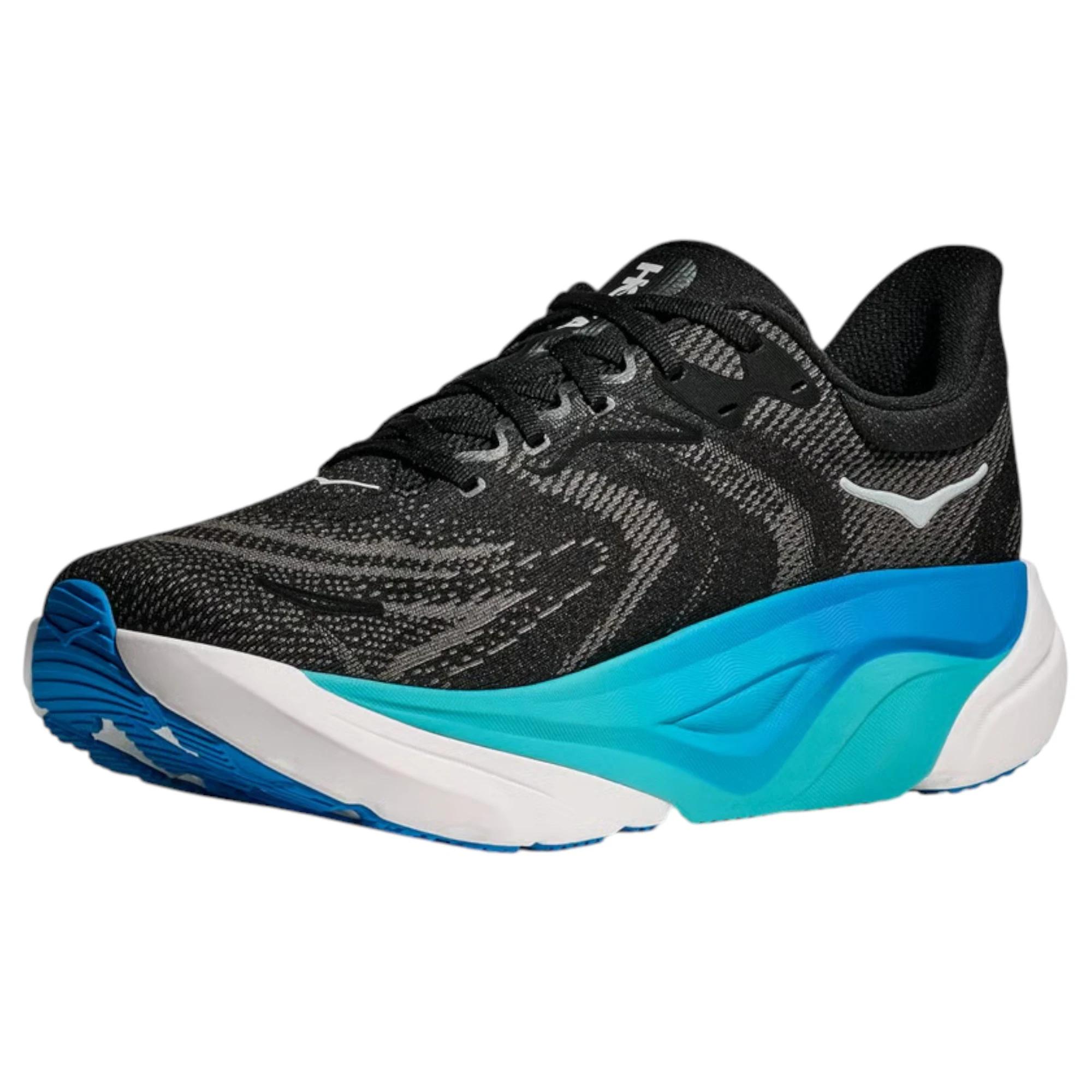 3 Hoka Mens Arahi 8 Athletic Running Shoes BLACK/SKYWARD BLUE, 3 of 7
