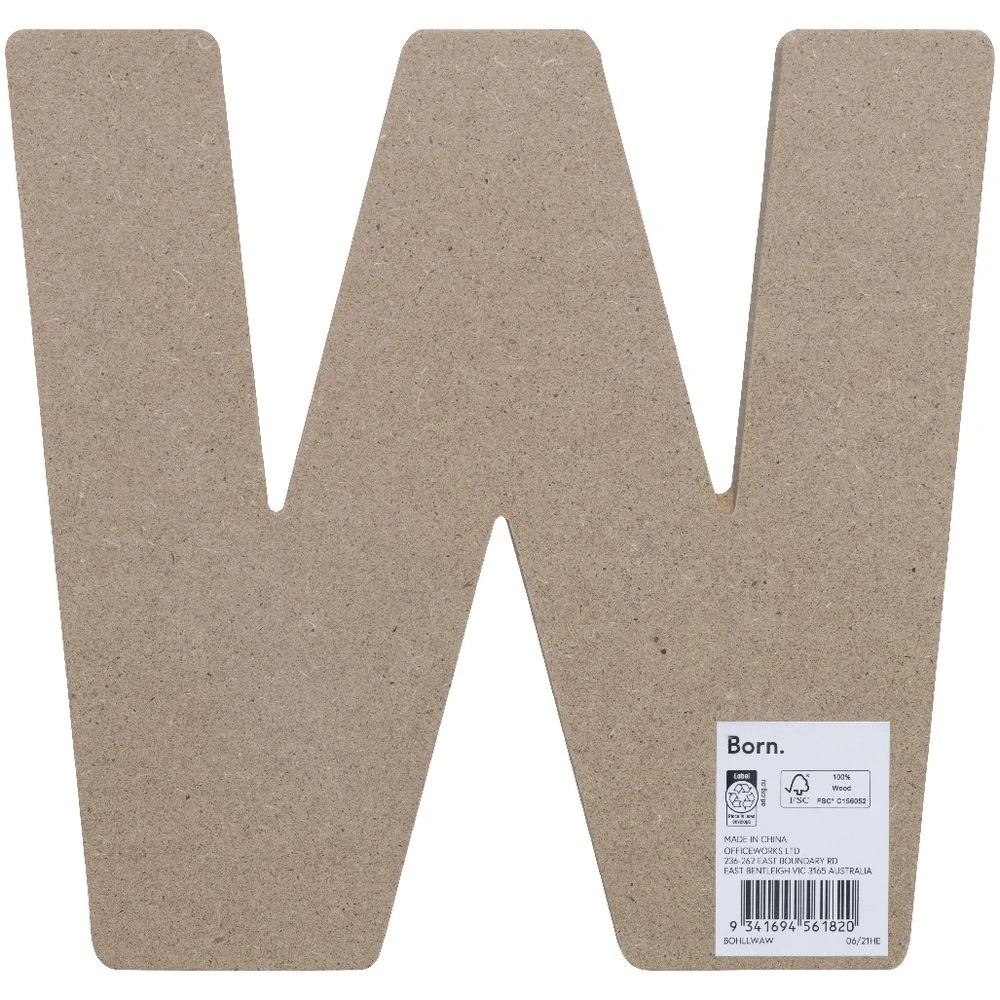 2 Born Wooden Alphabet Letter W 20cm, 2 of 3