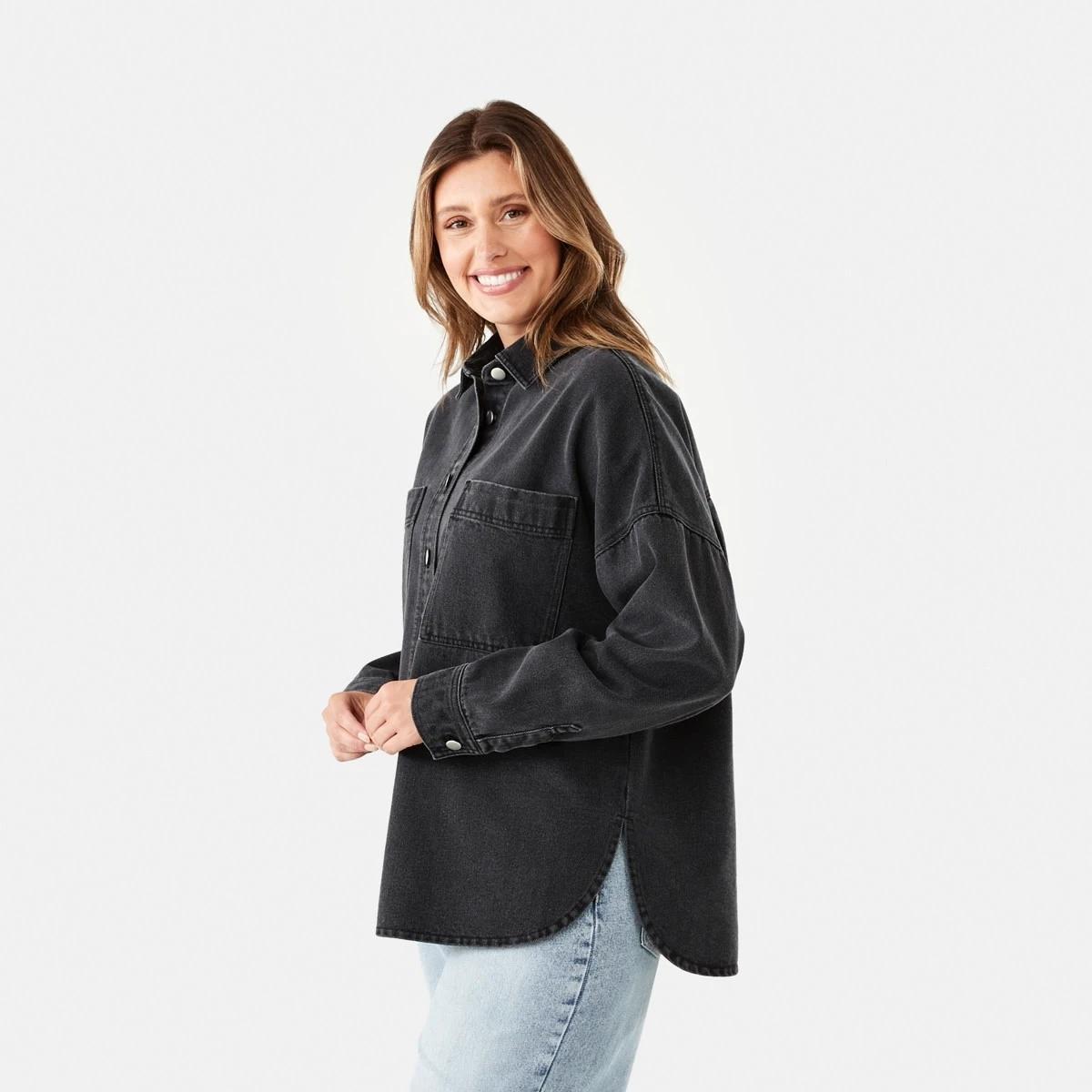 3 Long Sleeve Denim Shirt Black Wash, 3 of 9