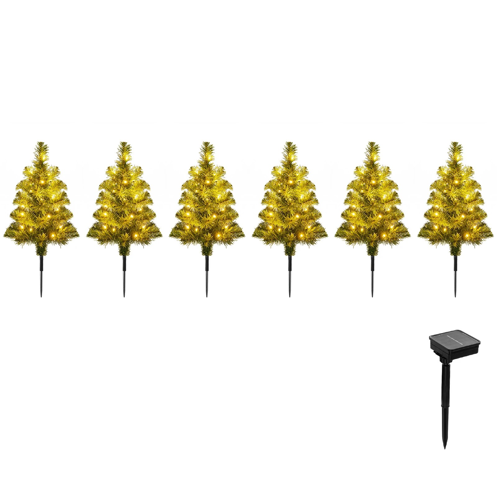 1 Costway 6 Pack Pre-Lit Artificial Christmas Tree 45cm Solar Powered Mini Xmas Trees, 1 of 5