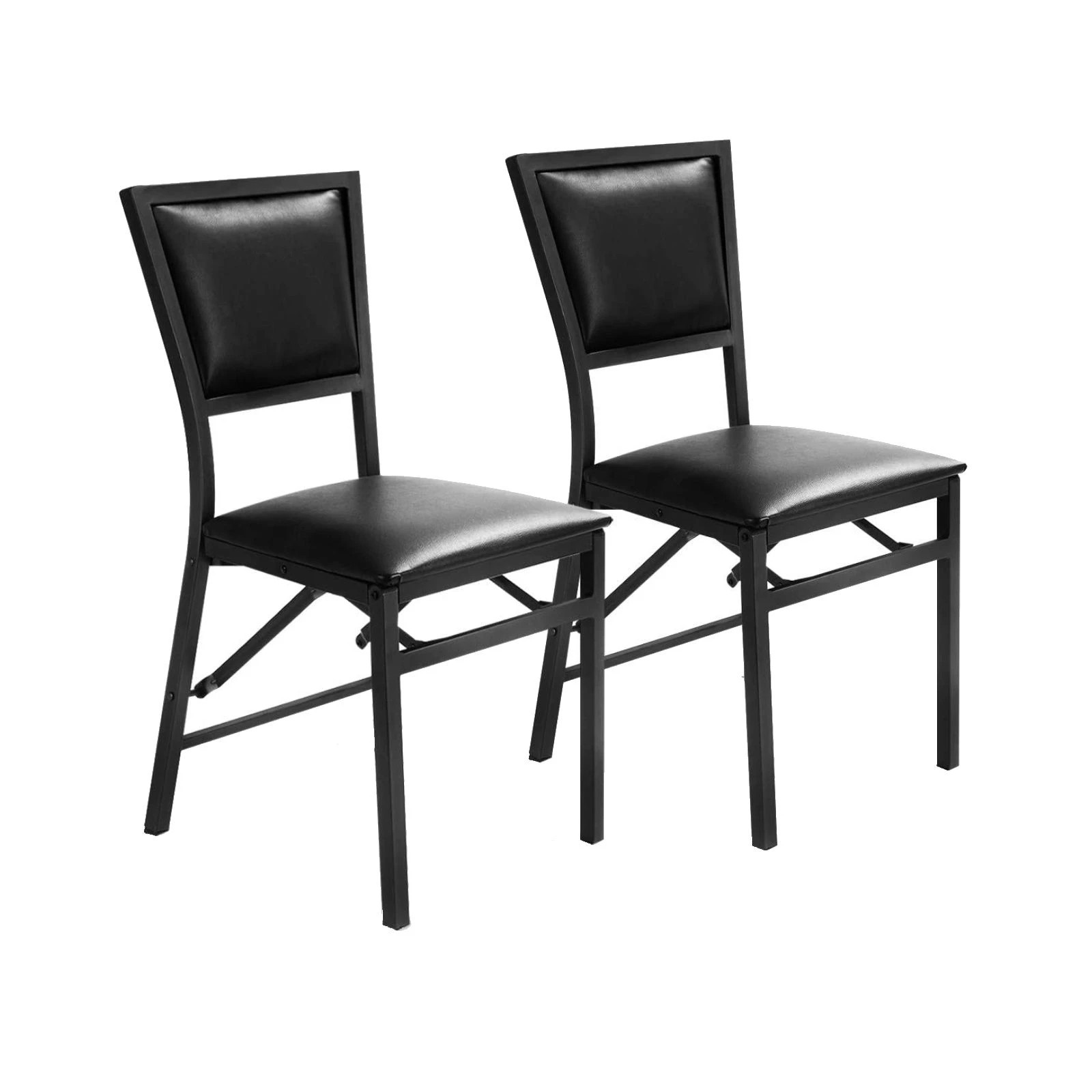 1 Costway 2x Folding Dining Chairs Kitchen Table Chairs Leather Fabric Lounge, 1 of 1