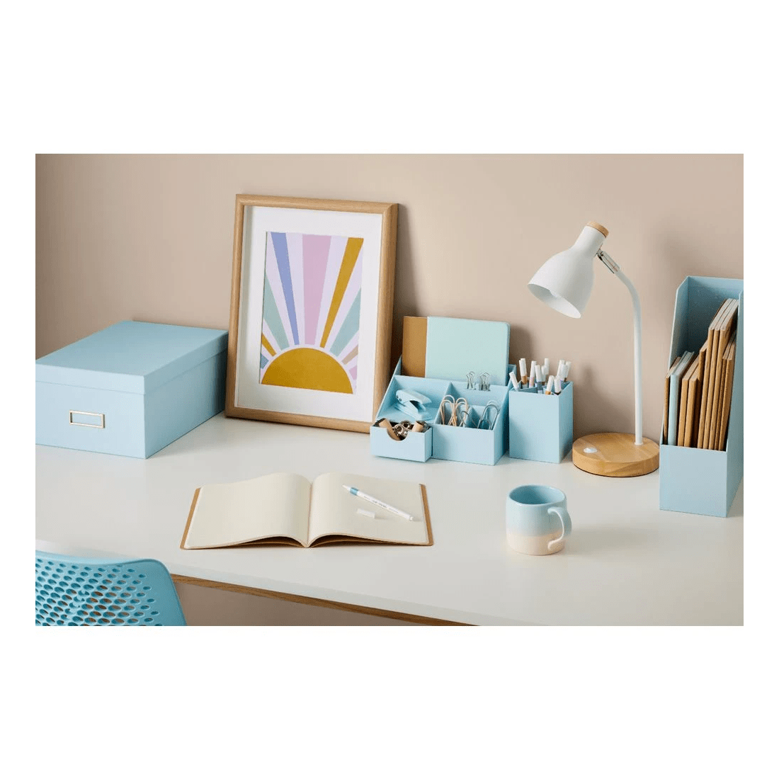 3 Otto Pastel Desk Organiser Blue, 3 of 5