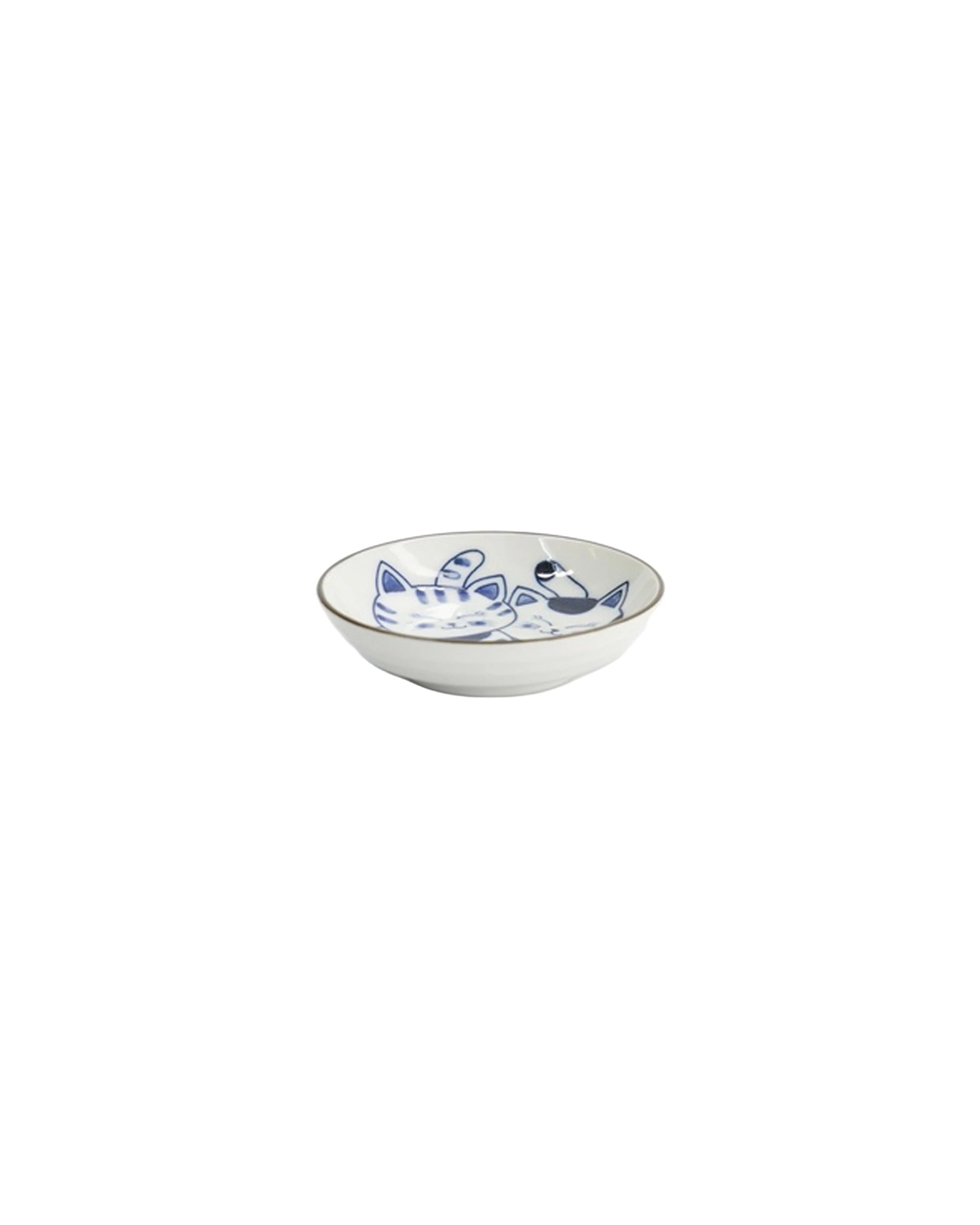 1 Tokyo Design Kawaii Cat Neko Porcelain Sauce Dish 10x2.5cm Twin - Blue, 1 of 3