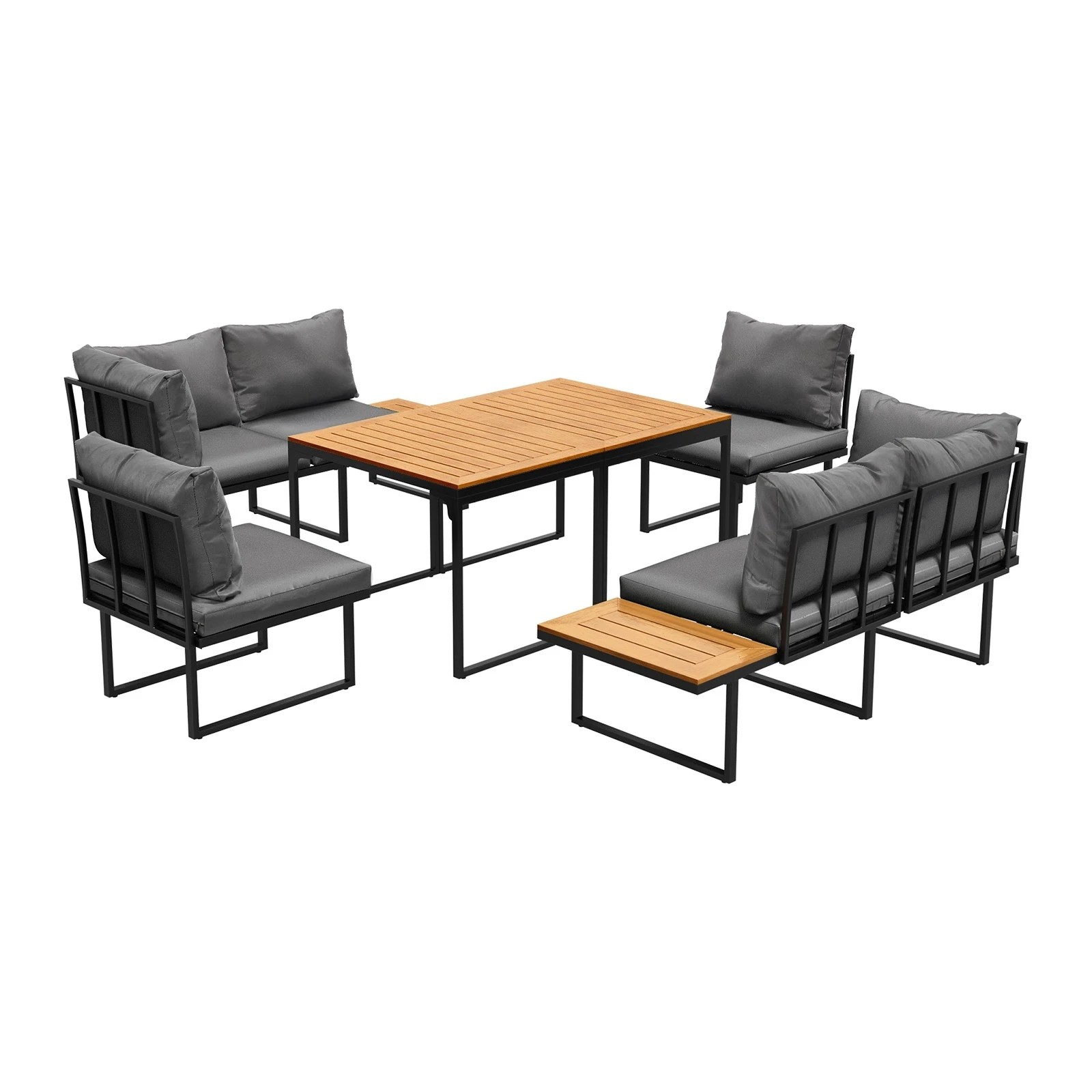 1 Livsip 6 Seater Outdoor Dining Sofa Setting Lounge Furniture 2 Side Table - Multi, 1 of 8