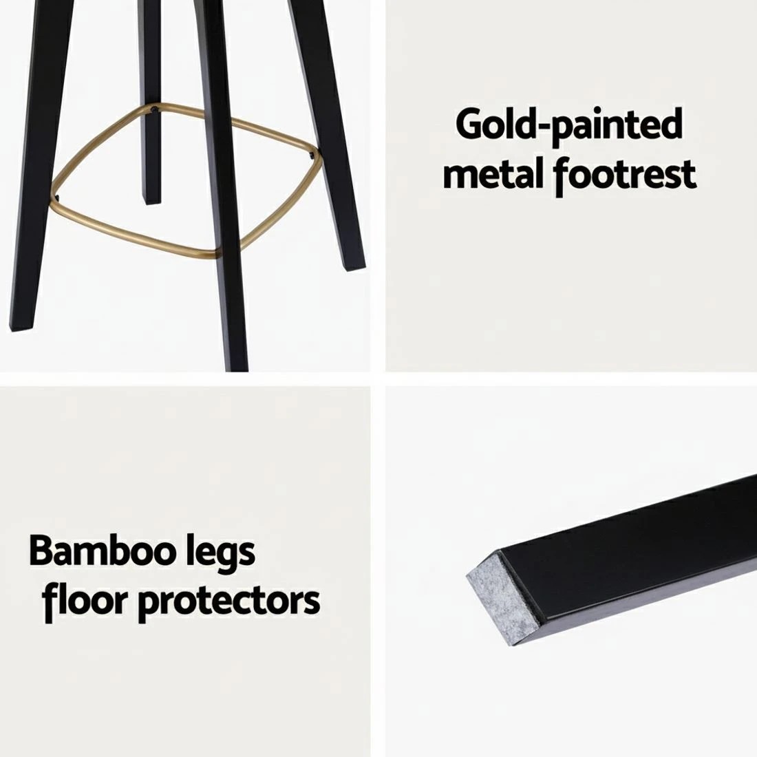 6 Artiss 2x Bar Stools Rattan Counter Kitchen Dinning Chair Bamboo Saddle - Black, 6 of 7