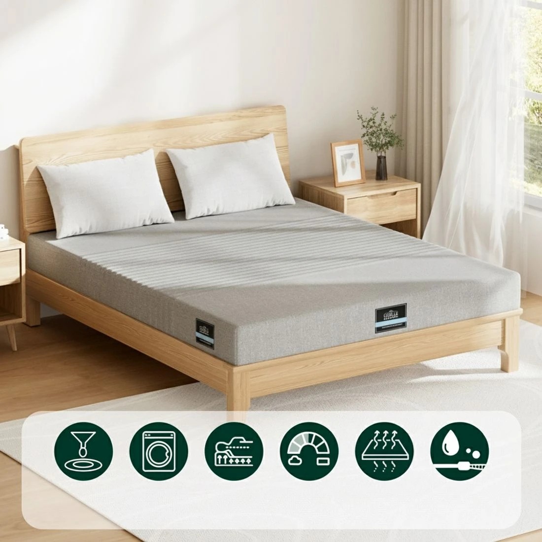 4 Giselle Bedding Cool Gel Memory Foam Mattress 7-Zone Washable Bamboo Cover 15cm King - Grey, 4 of 9