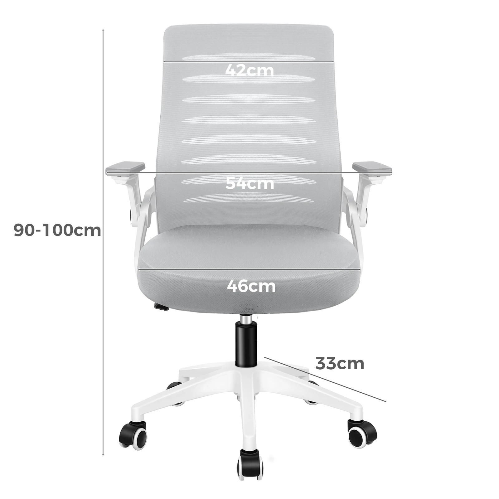 4 Alfordson Mesh Office Chair Executive Computer Fabric Seat Racing Work - White Grey, 4 of 10