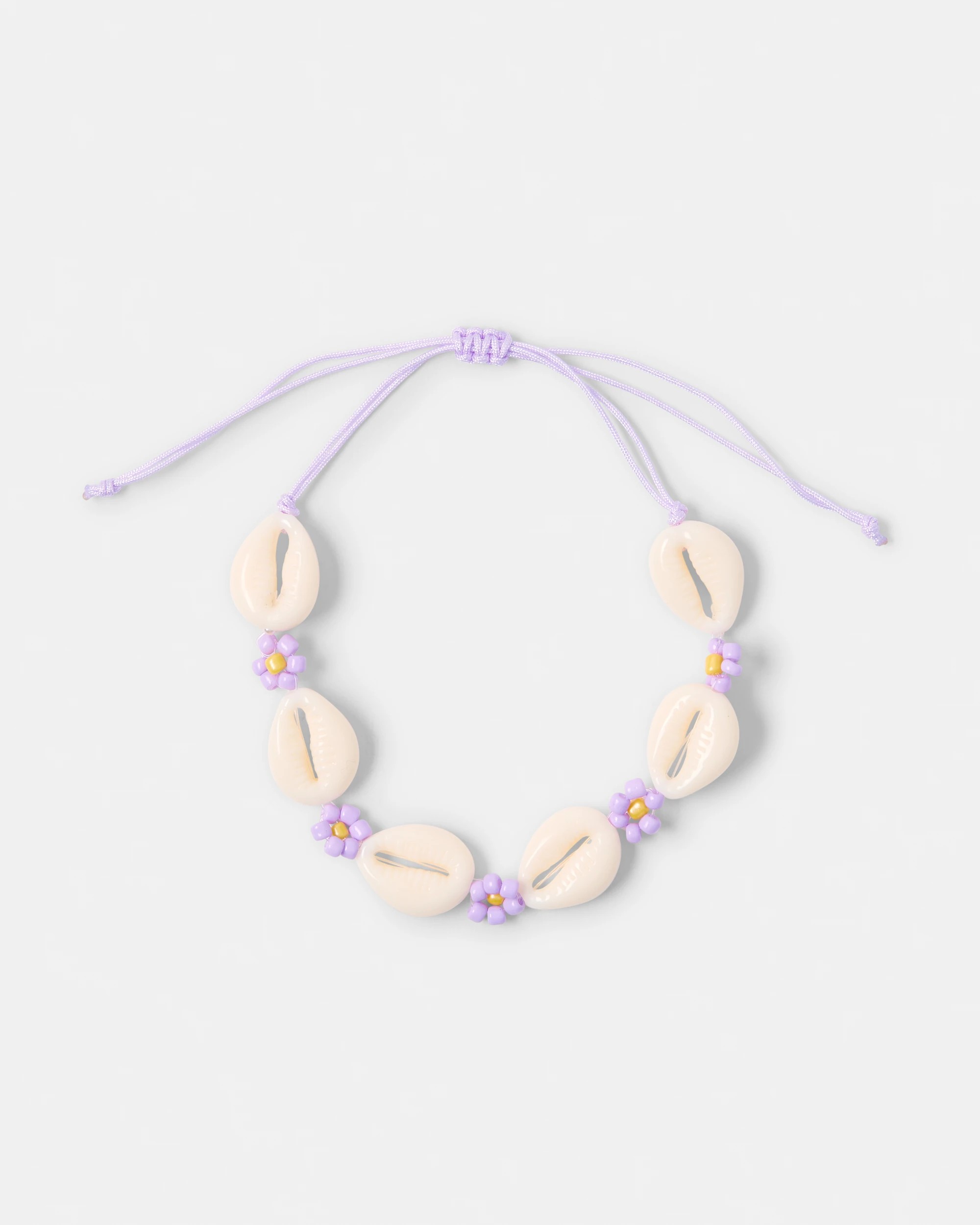 3 2 Piece Shell Necklace and Bracelet Set - Gold Tone, White and Purple, 3 of 4