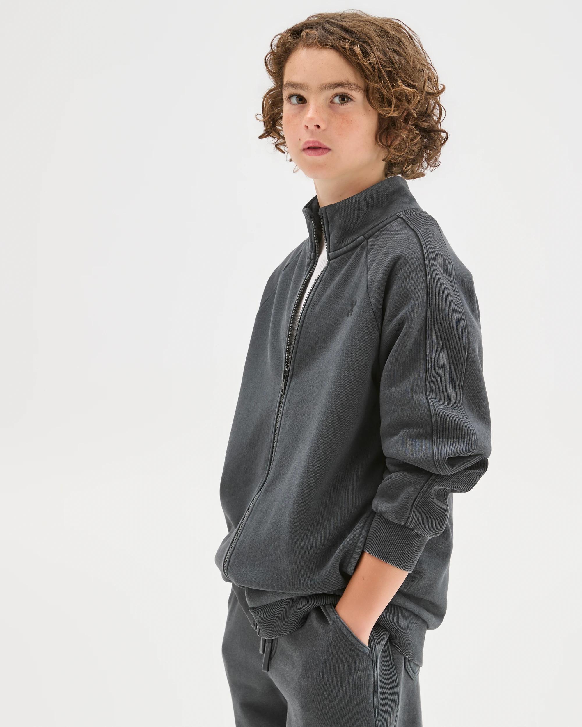 1 Target Kids Australian Cotton Blend French Terry Zip Through Jumper BLACK, 1 of 6