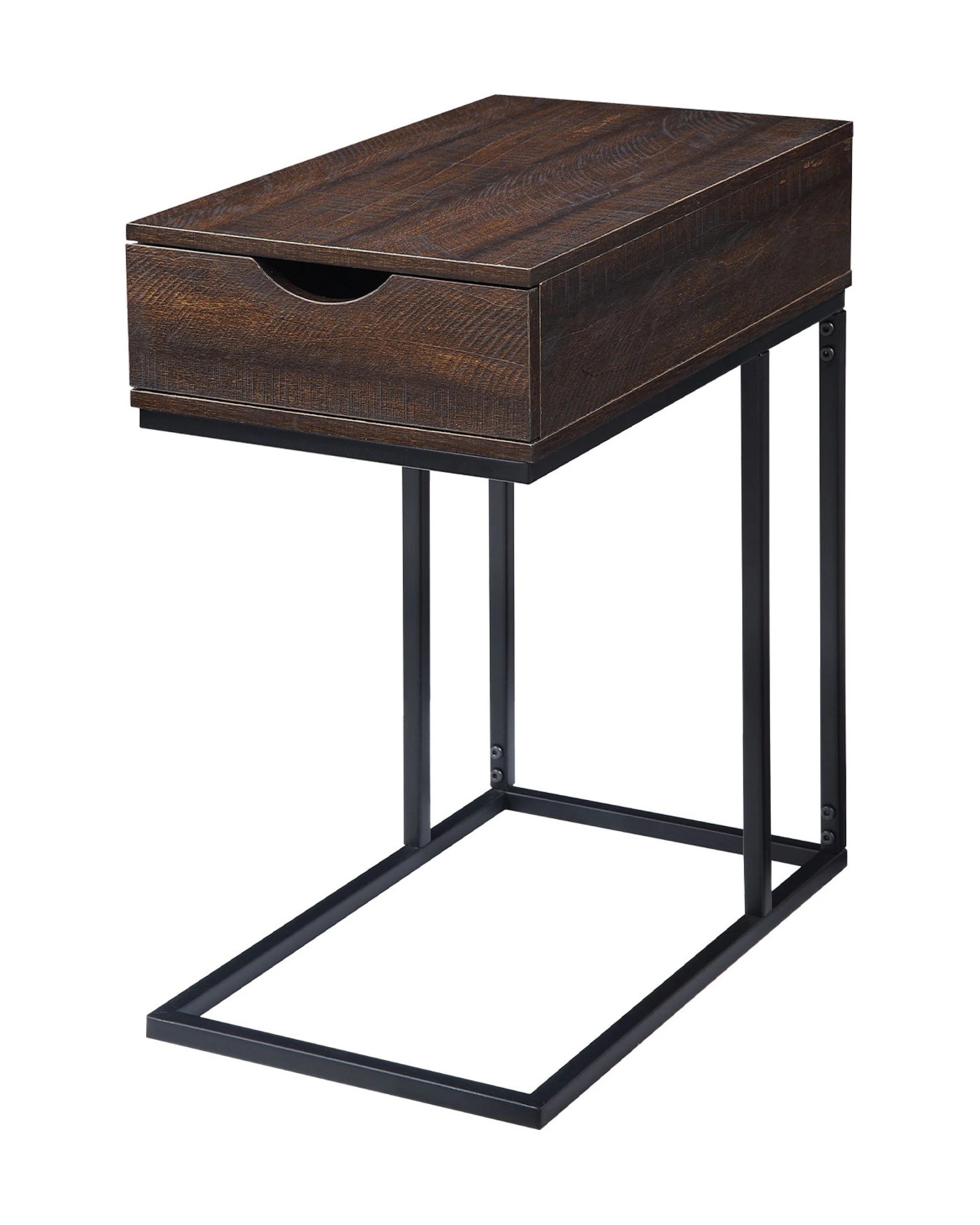 1 Sarantino C-Shaped Drawer Side Table Night Stand Metal Base, 1 of 10