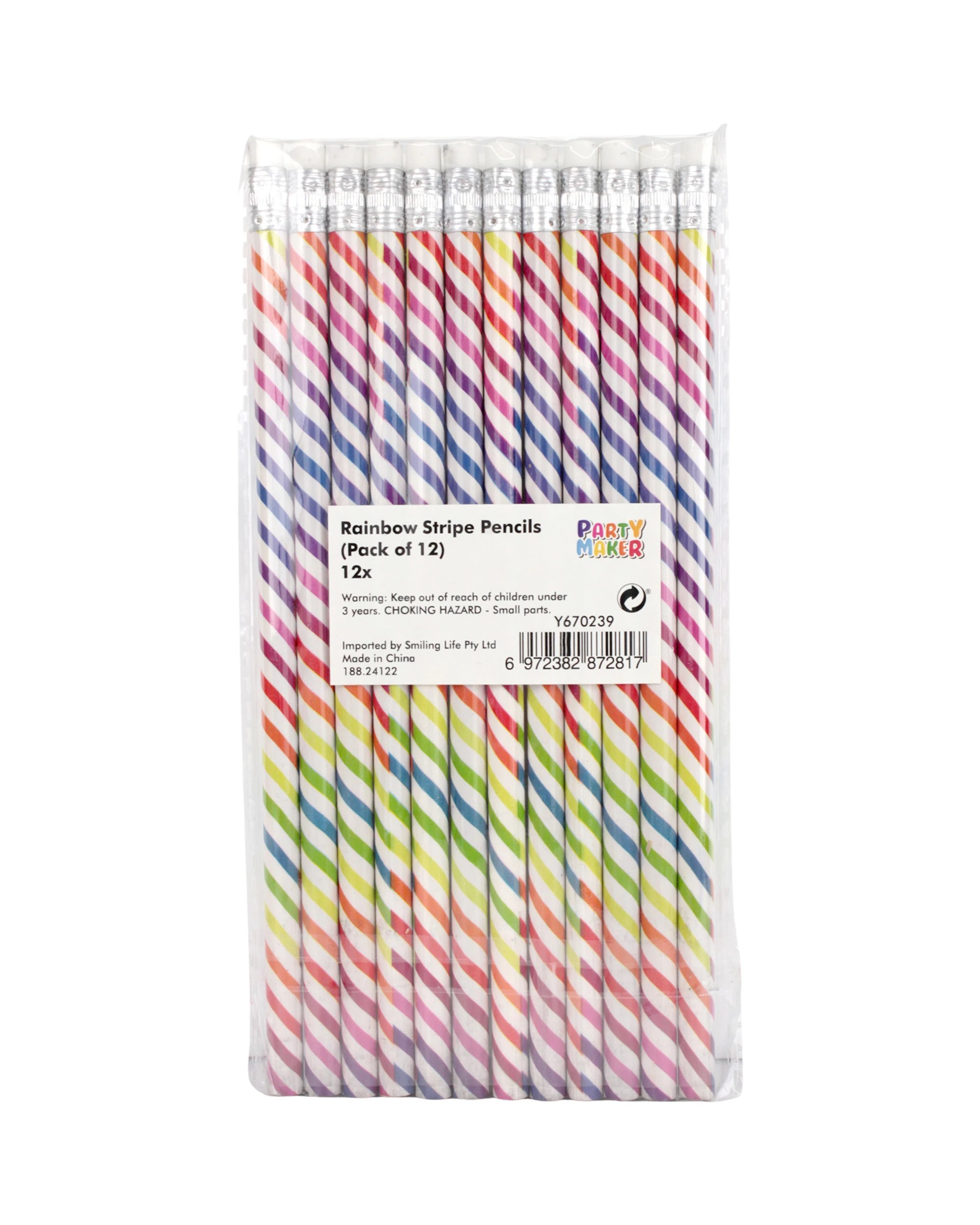 2 Partyrama Rainbow Striped Lead Pencils Pack of 12 - Multi, 2 of 2