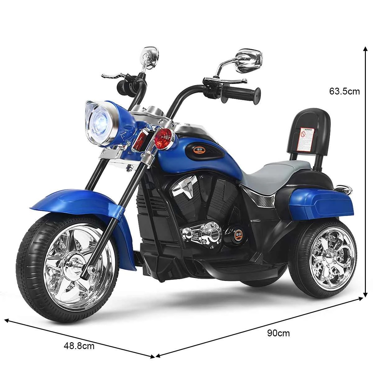 2 Costway Kids 3-Wheel Motorcycle Electric Ride on Car Saddle Seat Fire Engine Motorbike 6V - Blue, 2 of 2