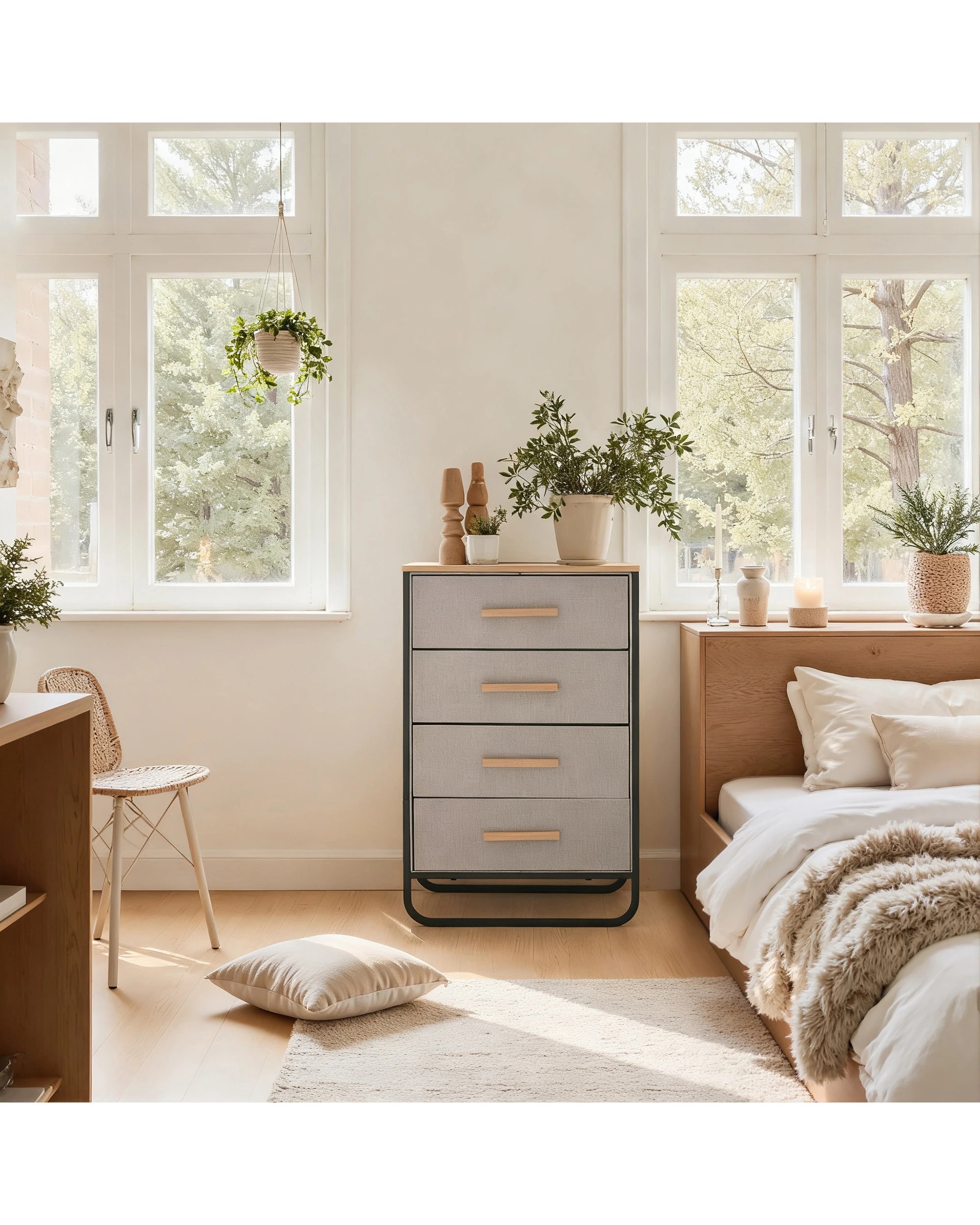 4 Sherwood Selene 4 Drawer Fabric Dresser 60x35x92cm - Grey, 4 of 9