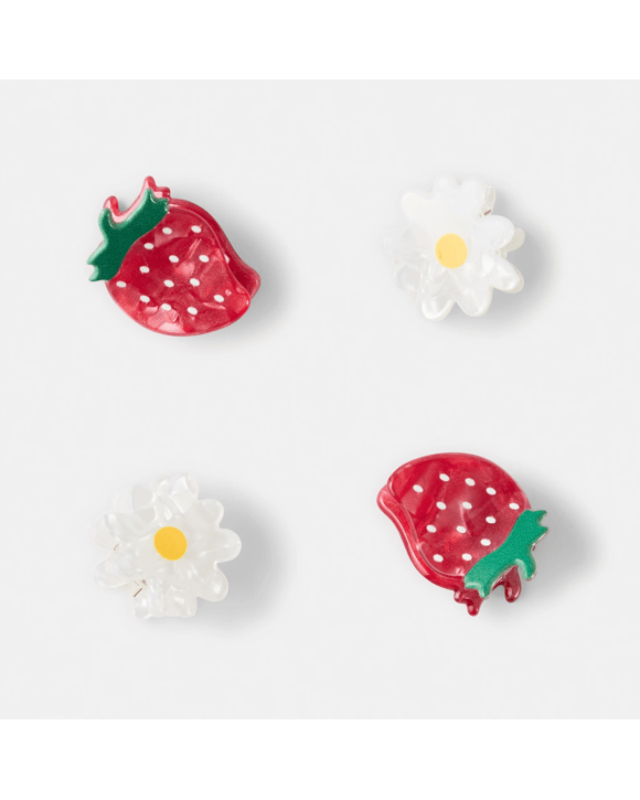 4 Pack Strawberry Claw Hair Clips