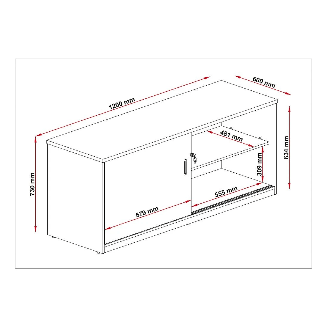3 Stilford Professional Credenza 1200mm Sliding Door Oak, 3 of 3