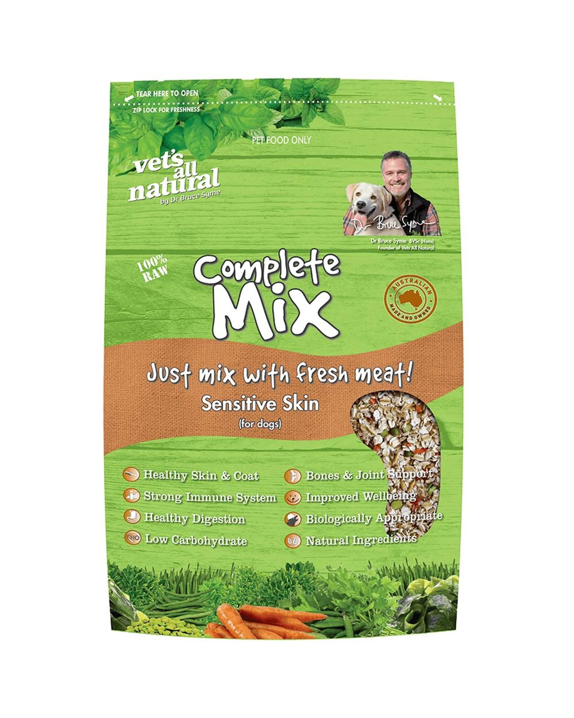 1 Vets All Natural Complete Mix Sensitive Skin Dog Food 1kg, 1 of 1