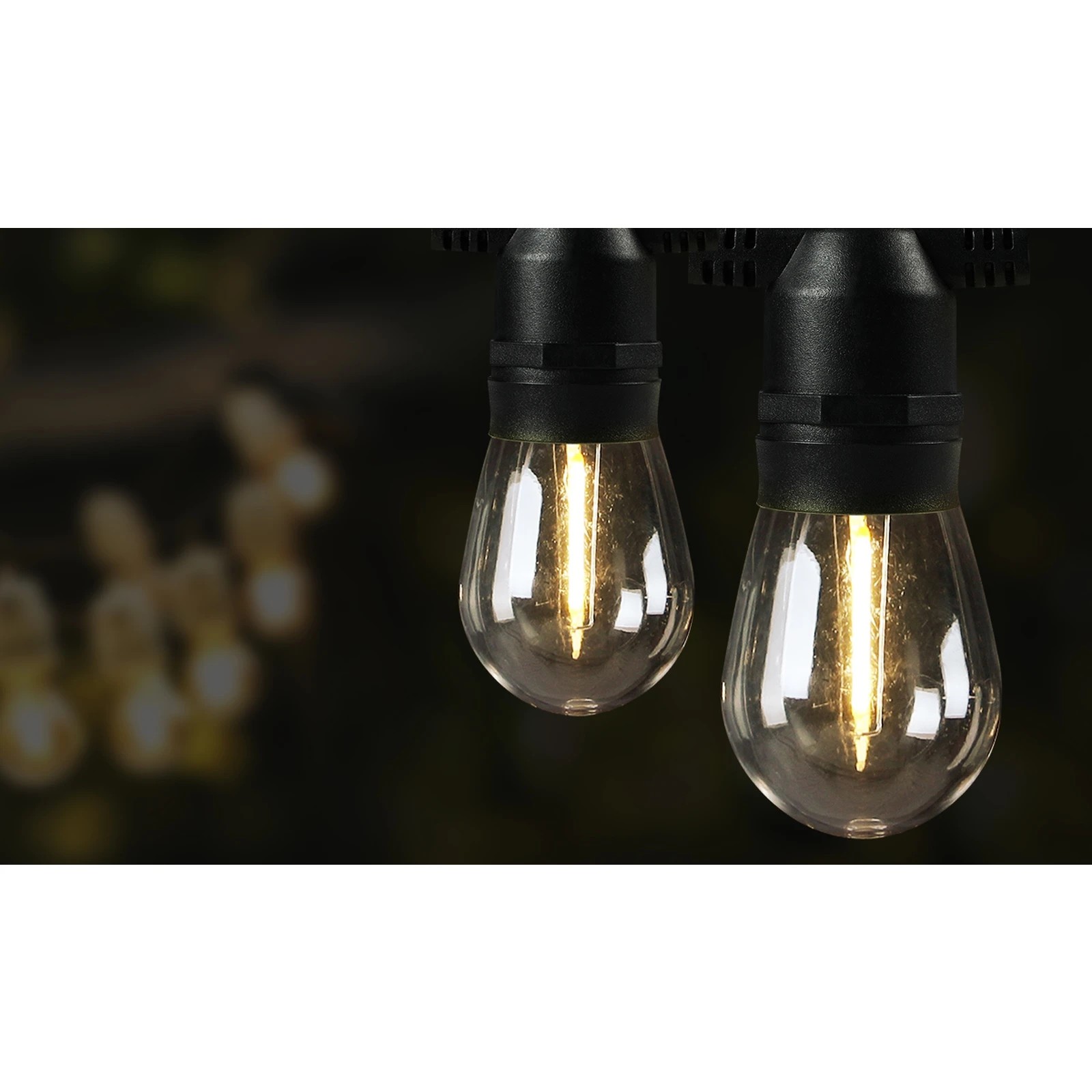 6 Mazam 60M LED Outdoor Festoon String Lights - Black, 6 of 10