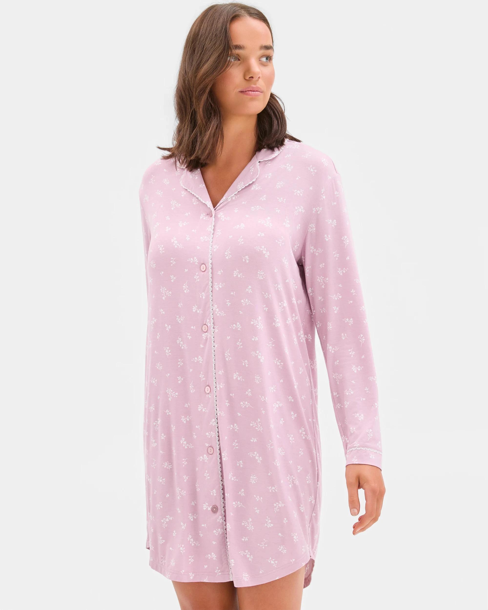 2 Target Woman Bamboo Soft Comfort Long Sleeve T-Shirt Nightie FLORAL, 2 of 6