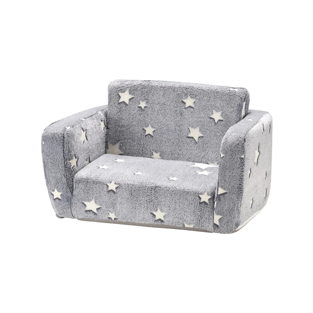 1 Playpals Kids Sofa Convertible Couch Fold Out Play Couch Toddler Sofa Grey - Grey, 1 of 3