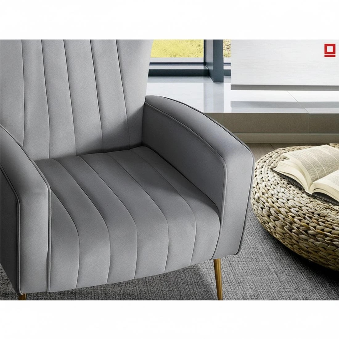 5 Artiss Armchair  Velvet - Grey, 5 of 5