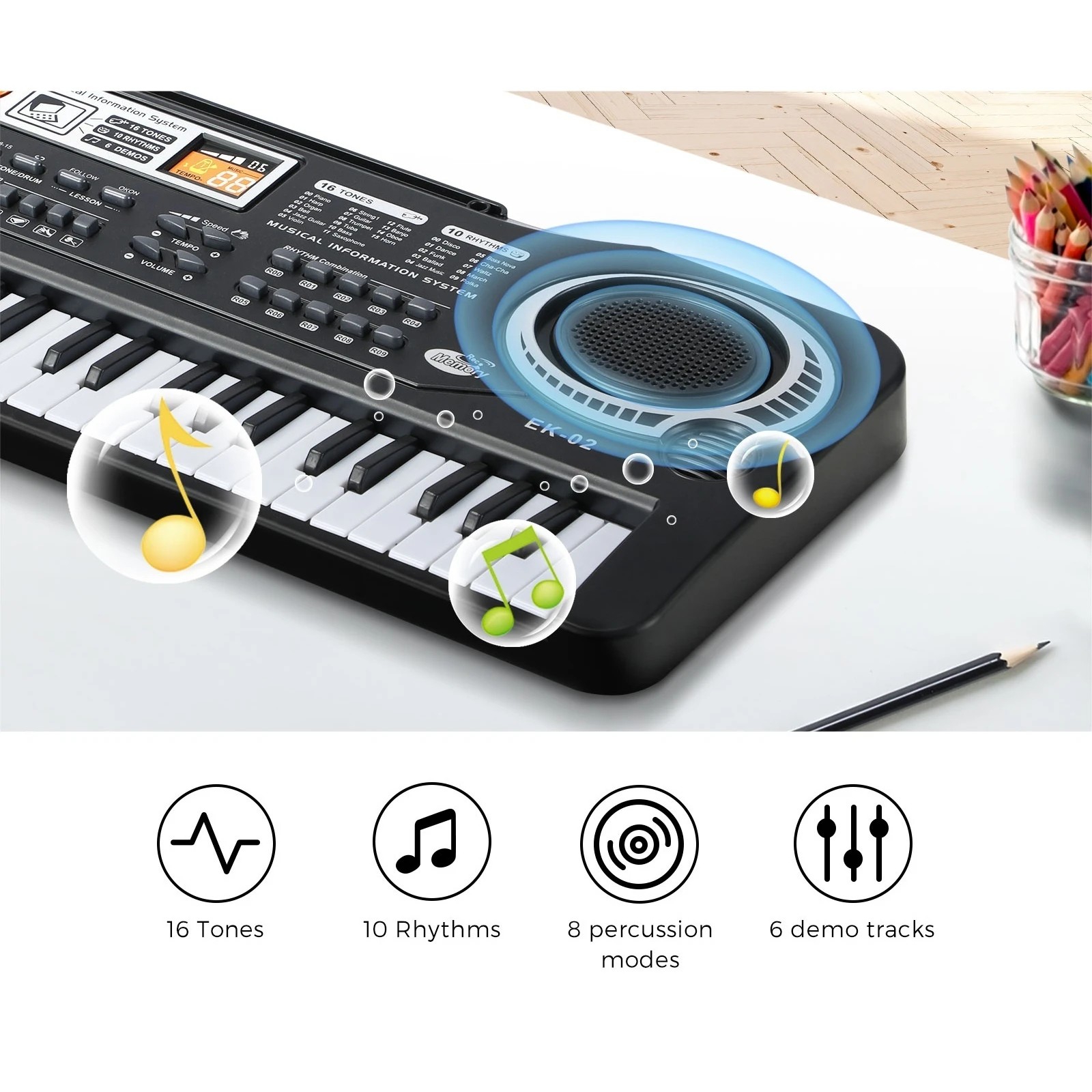 4 Mazam 61 Keys Piano Keyboard Electronic Musical Kids Toy Gift - Black, 4 of 10