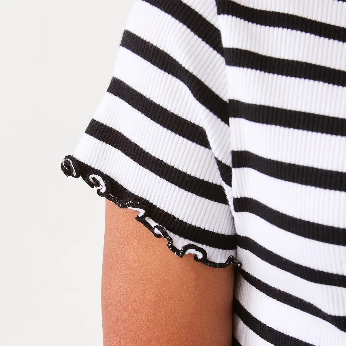 4 Ruched V-Neck Top Blk Stripe, 4 of 10