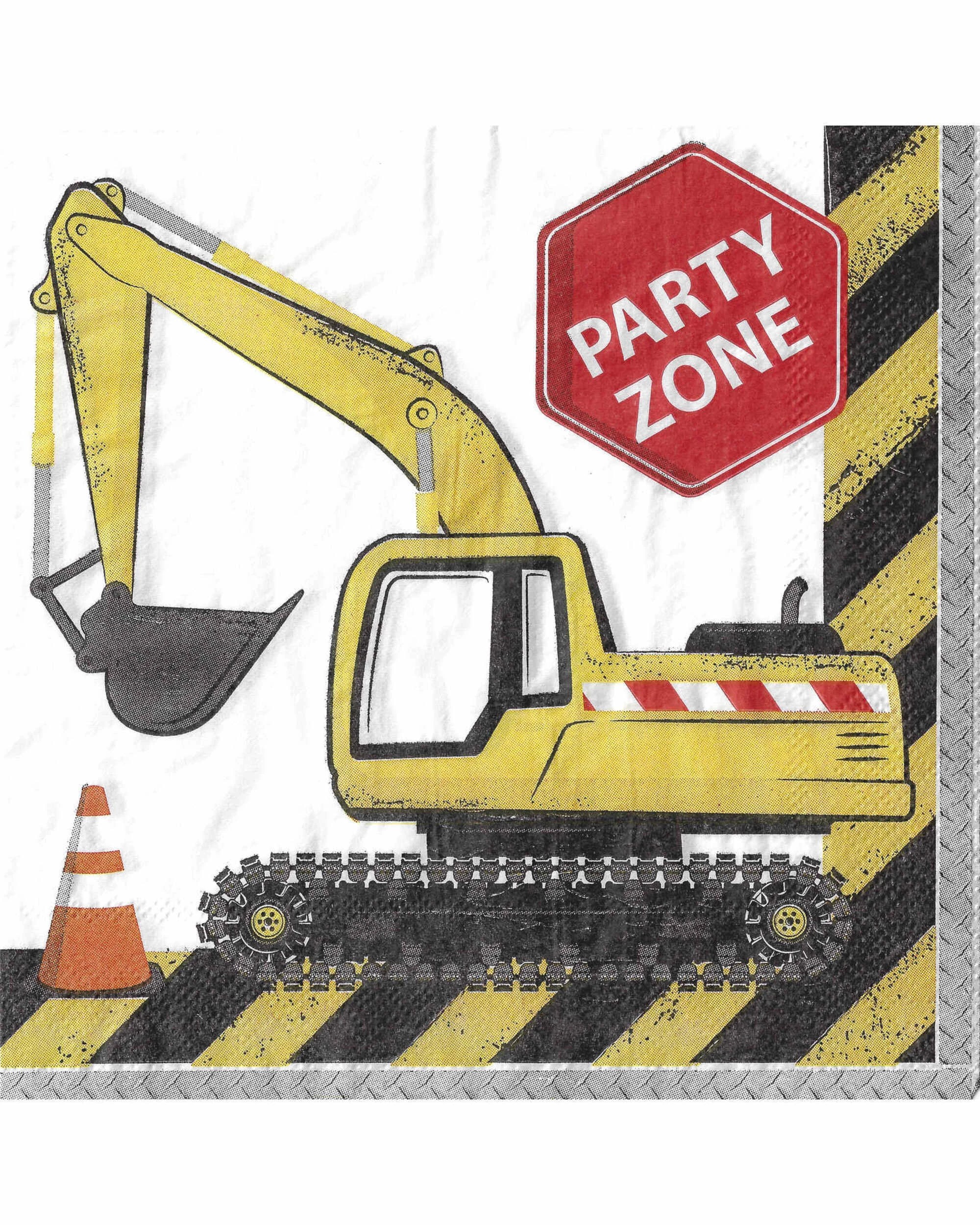1 Artwrap Construction Truck Party Digger Large Napkins Serviettes Pack of 20 - Multi, 1 of 1