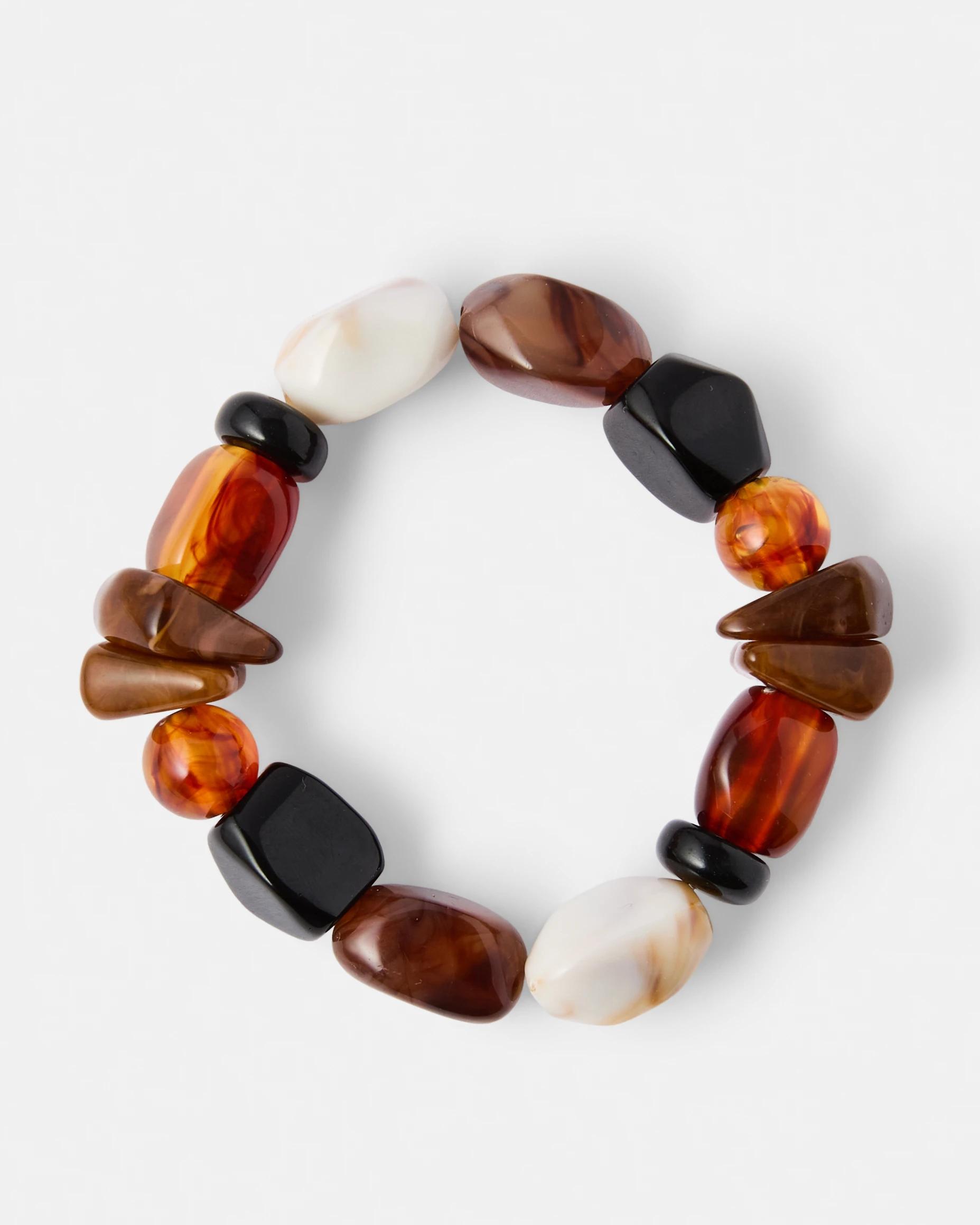 3 2 Pack Stretch Stone Bracelets Brown, 3 of 5